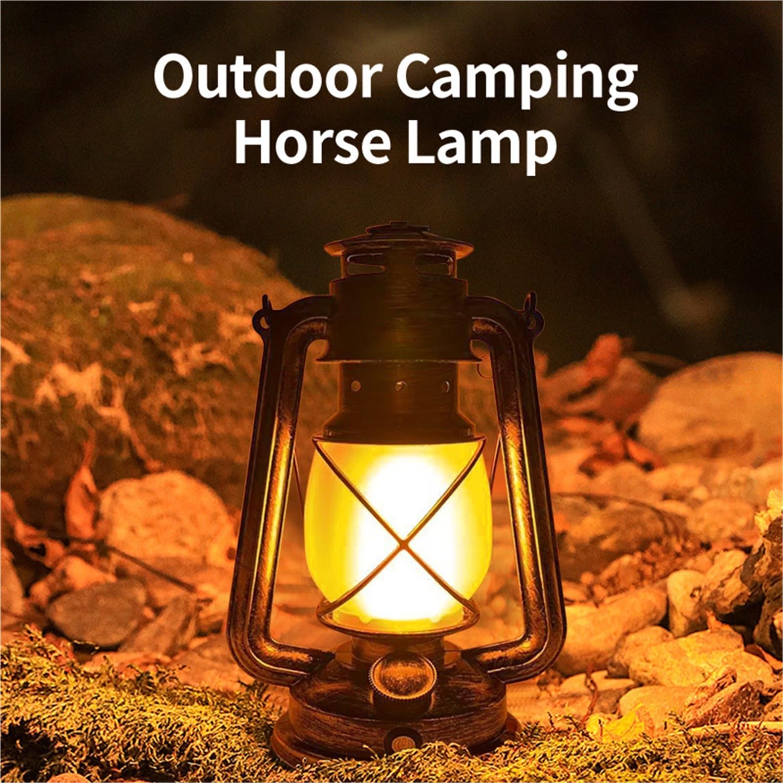 1 lampada di ricarica retrò da appendere per tenda, illuminazione esterna a cherosene, 3 modalità di illuminazione, illuminazione da campeggio (Black Shell)