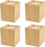 Vista 1 de SINJEUN Paquete de 4 elevadores de madera maciza de 4 pulgadas, elevadores de muebles de madera cuadrada natural, extensores de madera para mesa