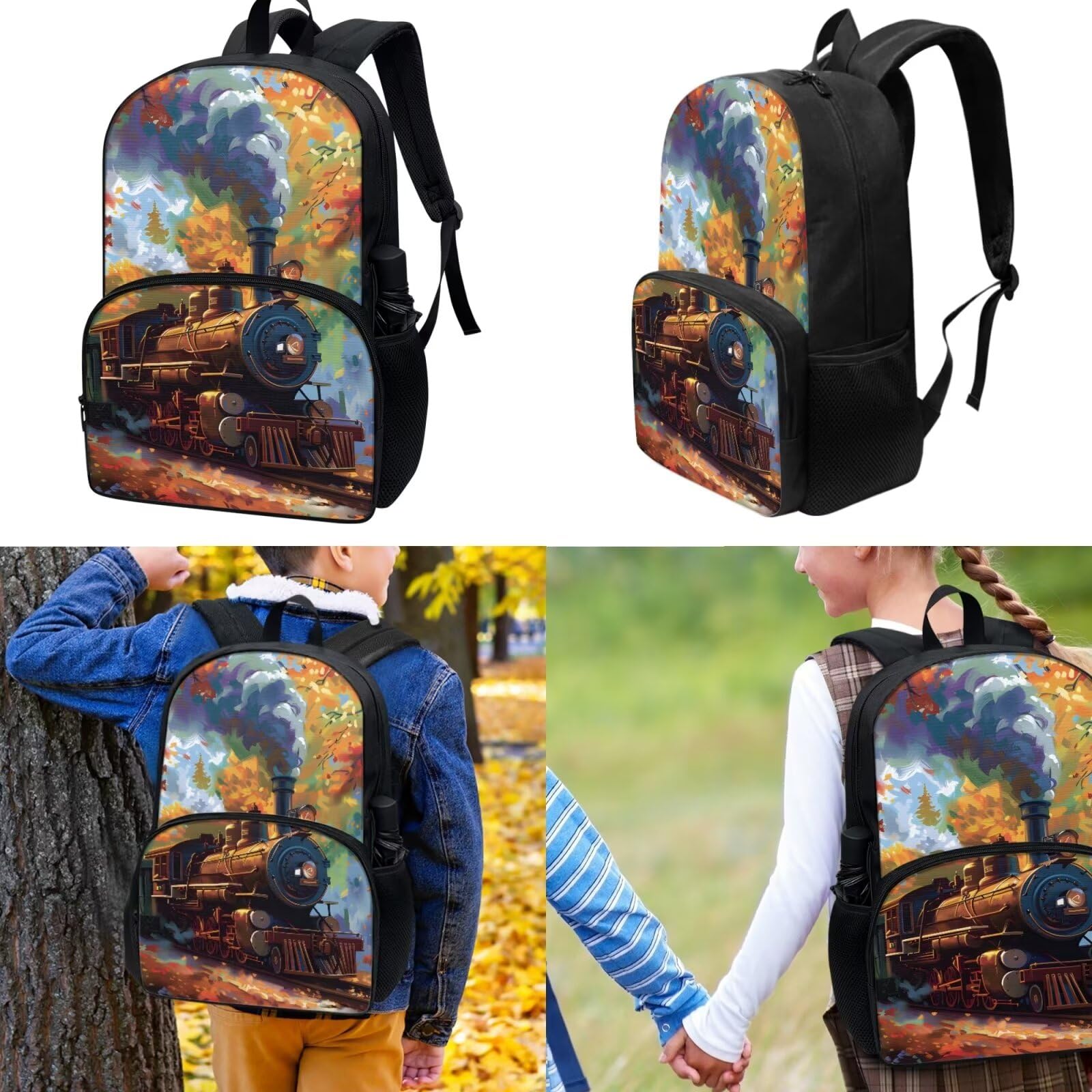 Set di 4 zaini per la scuola elementare per ragazzi e ragazze, set di 4 zaini per la scuola elementare per ragazzi e ragazze, borsa per il pranzo e portapranzo, con astuccio portapenne,
