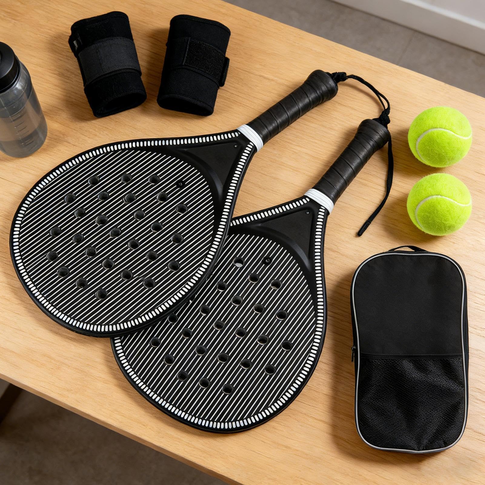 Wiosła do pickleballu dla dzieci - lekkie wiosło do ćwiczeń | Włókno węglowe z ergonomicznym uchwytem, rakiety amortyzujące dla dorosłych, zestaw padla sportowego, sprzęt do zabawy wakacyjnej