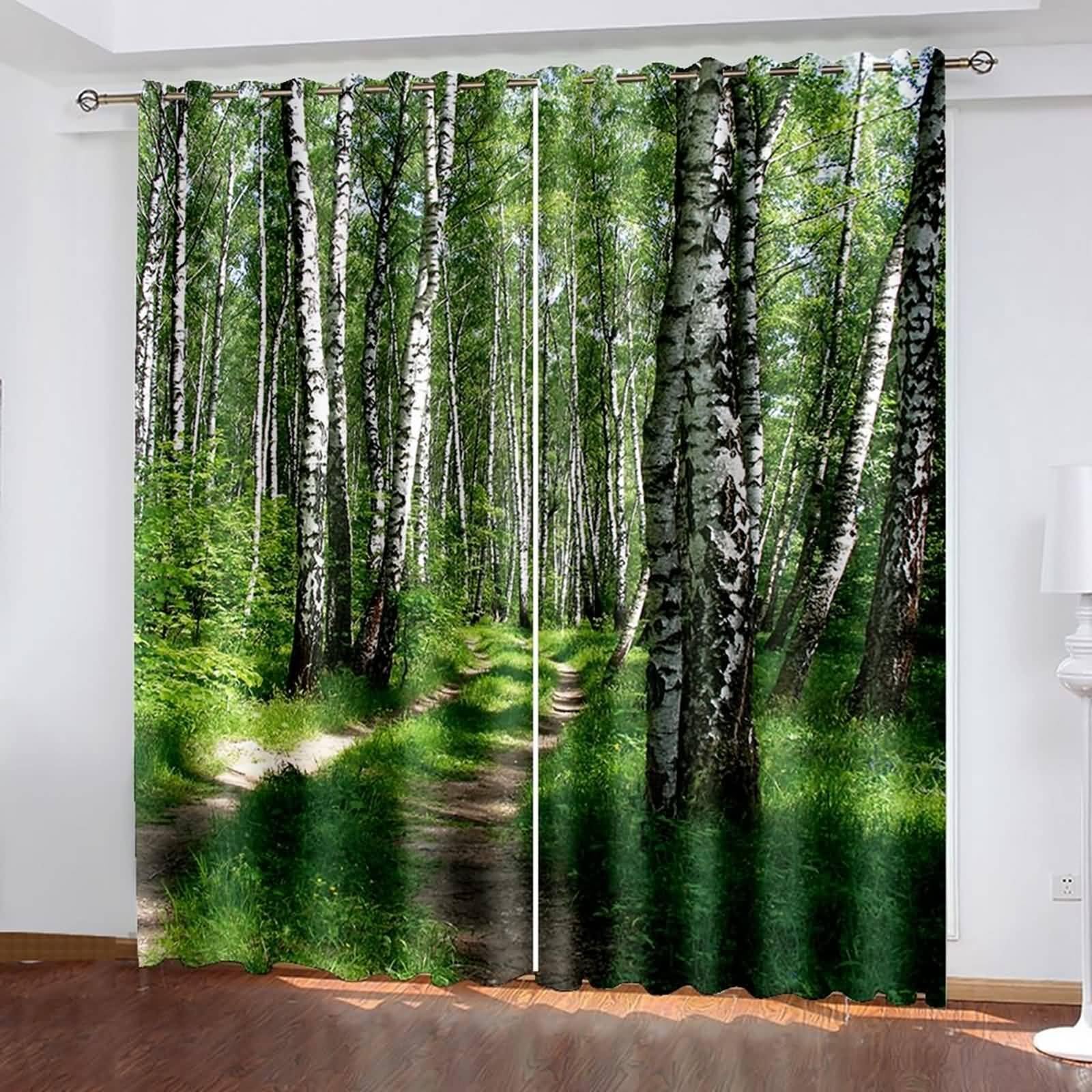 Rideaux occultants pour chambre à coucher ambiance forêt naturelle 160cm