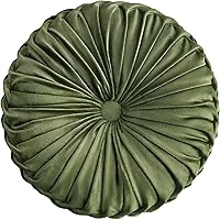 Vista 22 de Almohada Decorativa Redonda de Terciopelo para Decoración del Hogar Cojín Redondo Plisado para Sofá Silla Cama Automóvil (Albaricoque)