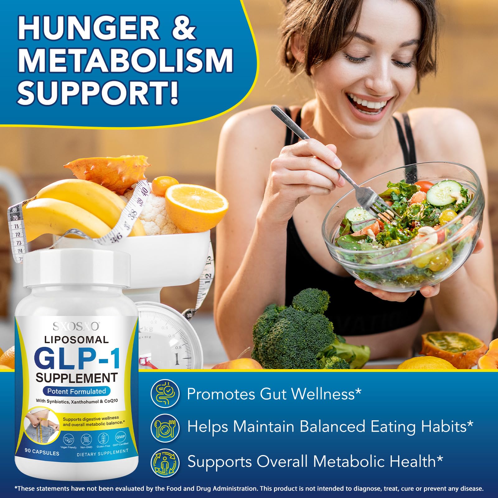 SXOSXO GLP-1 Supplement – Appetite Control Formula with Synbiotics - Prebiotic and Probiotic for Women & Men, Boost Metabolism & Support Gut Health, 90 Capsules — Amazon image 2