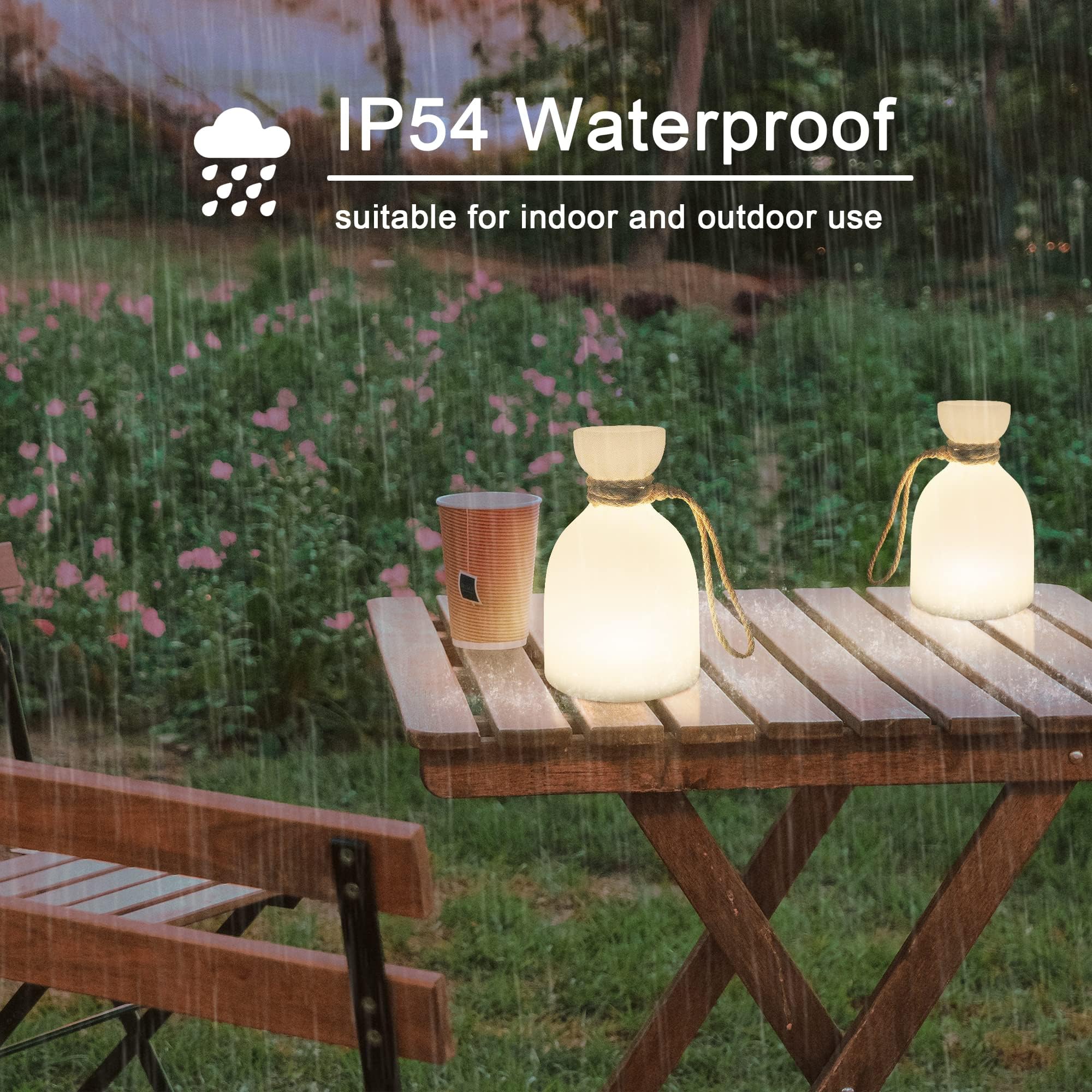 Lampada da Tavolo senza fili 8 colori dimmerabile luce bianca calda lampada senza fili IP54 esterni & interno per giardino, Hotel, ristoranti, camera da letto, USB C [Efficienza energetica A+++]