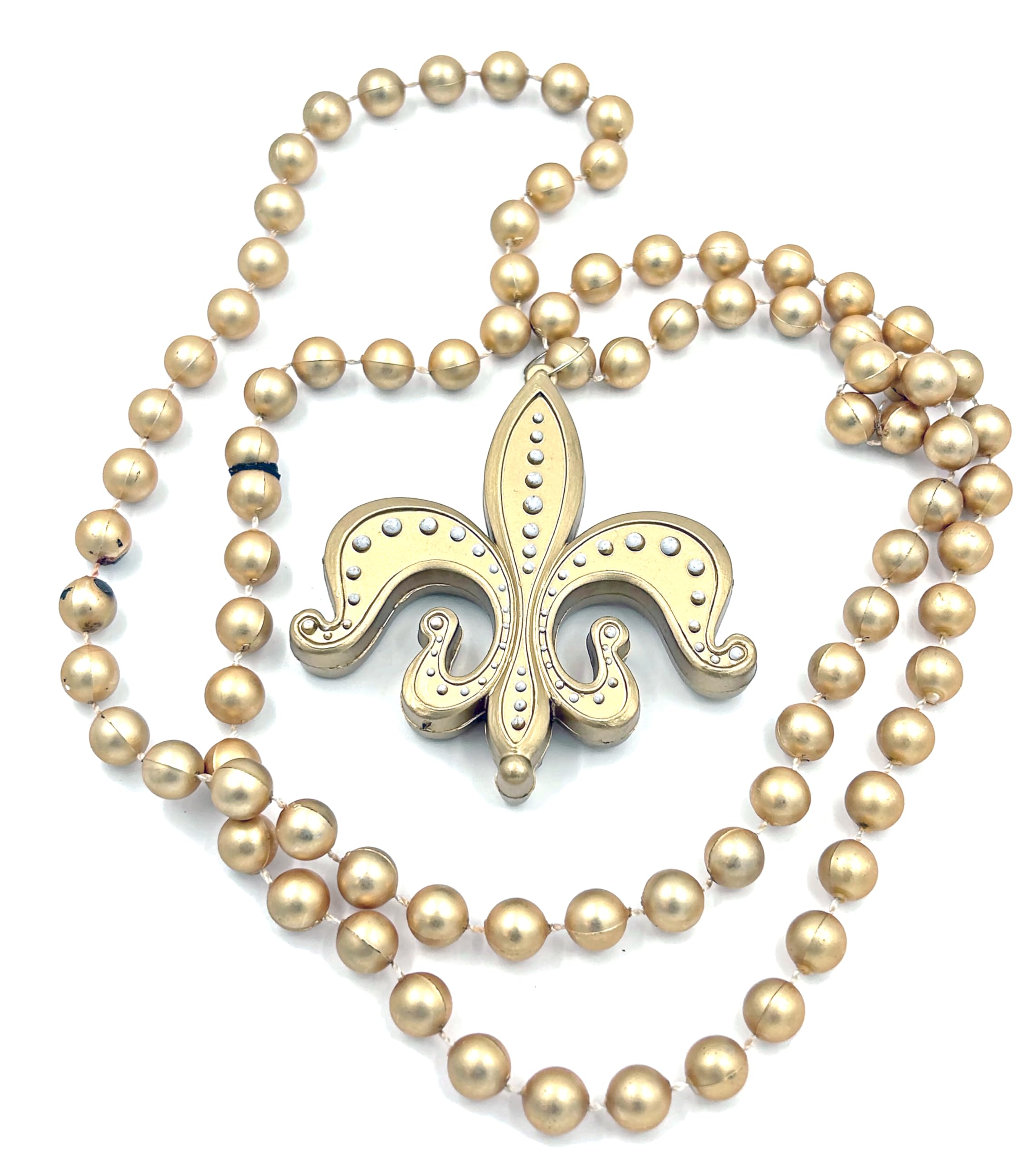 Gold Fleur de Lis Mardi Gras Bead Necklace New Orleans Parade Party Throw Favor