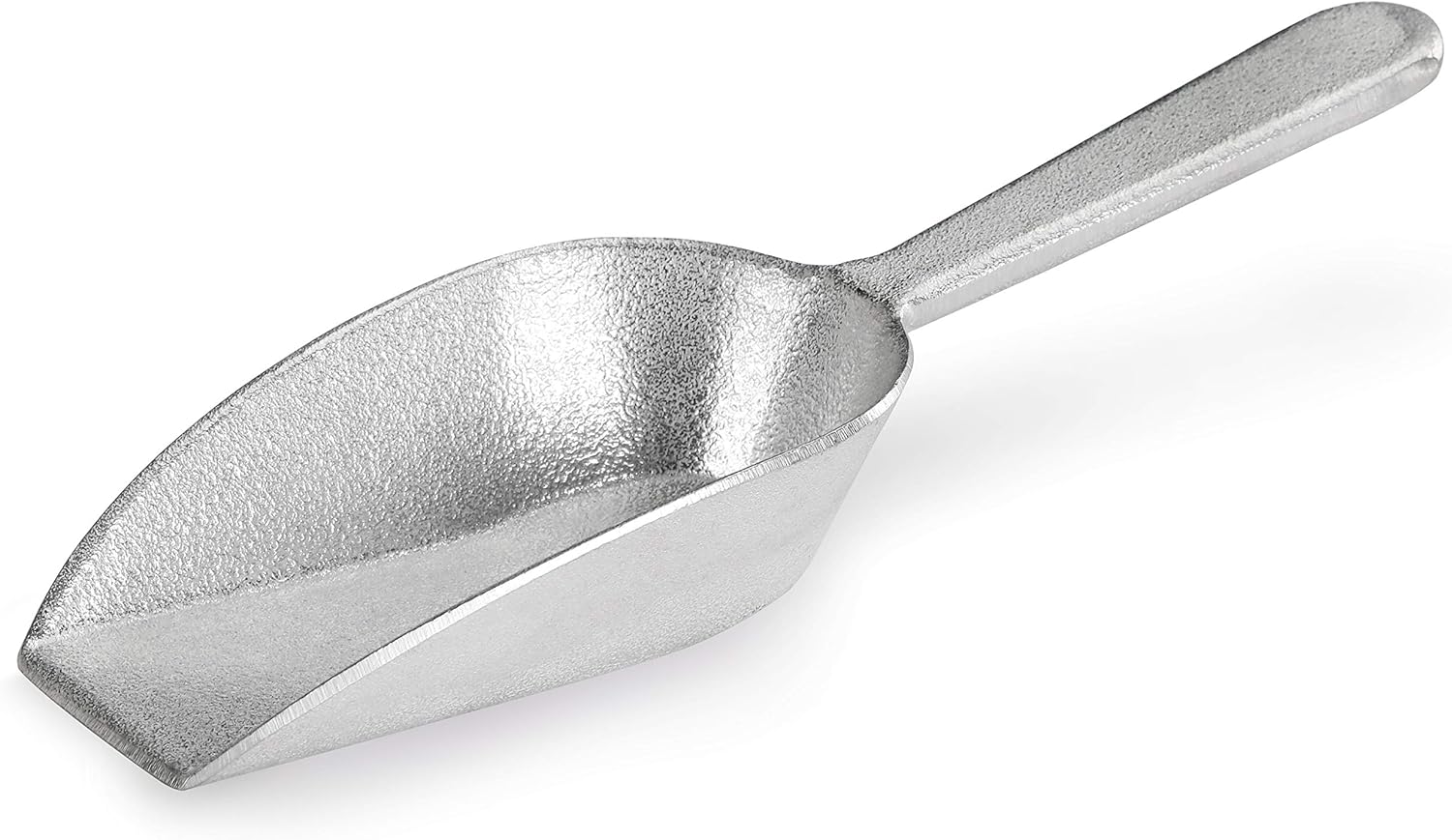 New Star Foodservice One-Piece Cast Aluminum Flat Bottom Bar Ice Flour Utility Scoop, 7-Ounce, Silver