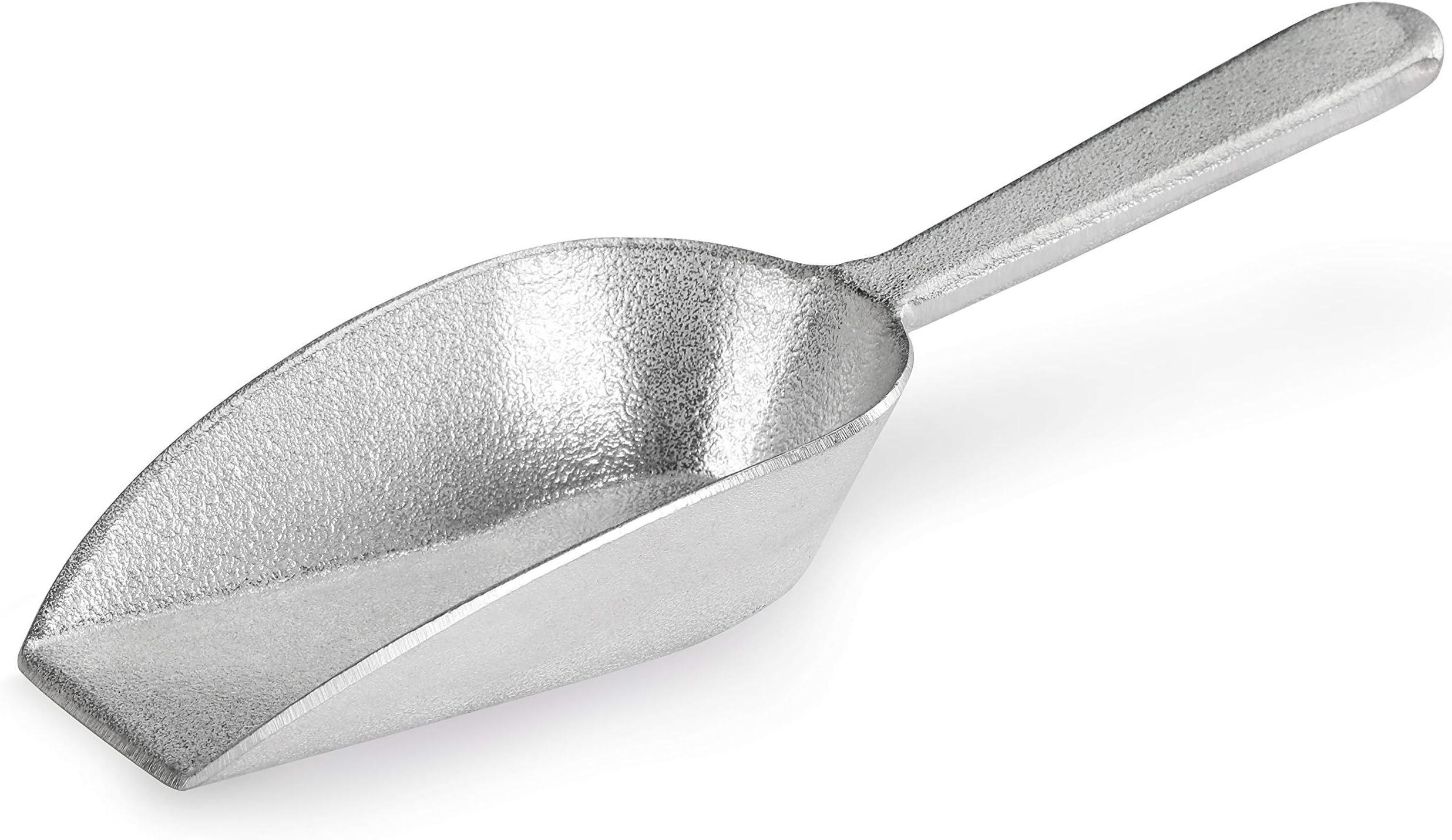 New Star Foodservice 34684 One-Piece Cast Aluminum Flat Bottom Bar Ice Flour Utility Scoop, 7-Ounce, Silver