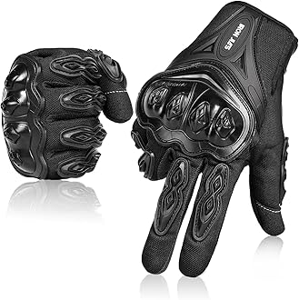 IRON JIA'SMotorcycle Gloves Full Finger Durable for Road Racing Bike Summer Spring Powersports Support Touch Screen Black-XXL