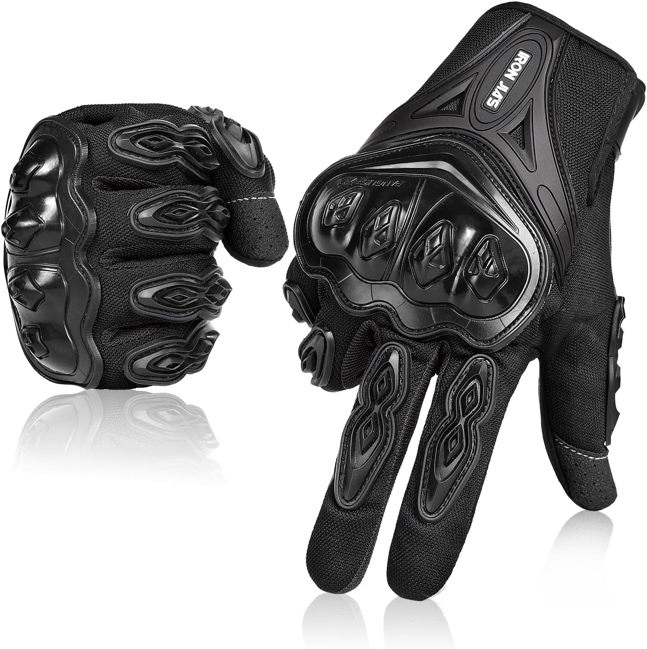 IRON JIA'SMotorcycle Gloves Full Finger Durable for Road Racing Bike Summer Spring Powersports Support Touch Screen Black-XXL