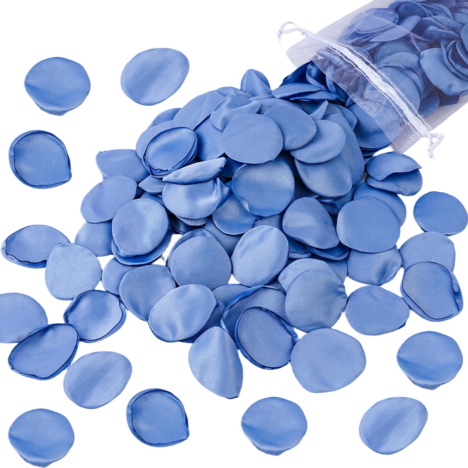 Emivery Silk Rose Petals for Wedding and Bridal Shower Decor - Realistic Artificial Petals for Flower Girl, Cake Decoration, Table Scatter, Valentine's Romantic Nights (Blue) — image 1