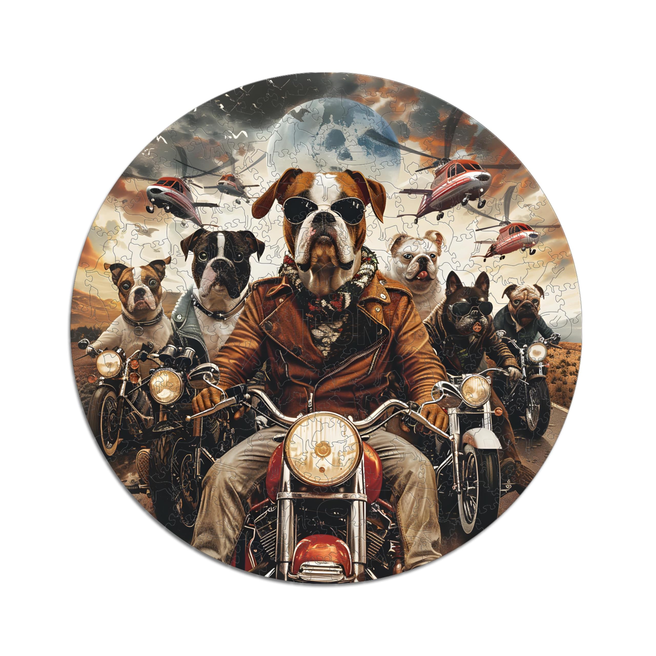 Iconic Puzzles - Motorcyclist Dogs, Fantasy Animals, 100% nachhaltiges Holzpuzzle, Geschenke für Kinder und Erwachsene, Größe L, 600 Teile – Ansicht 4