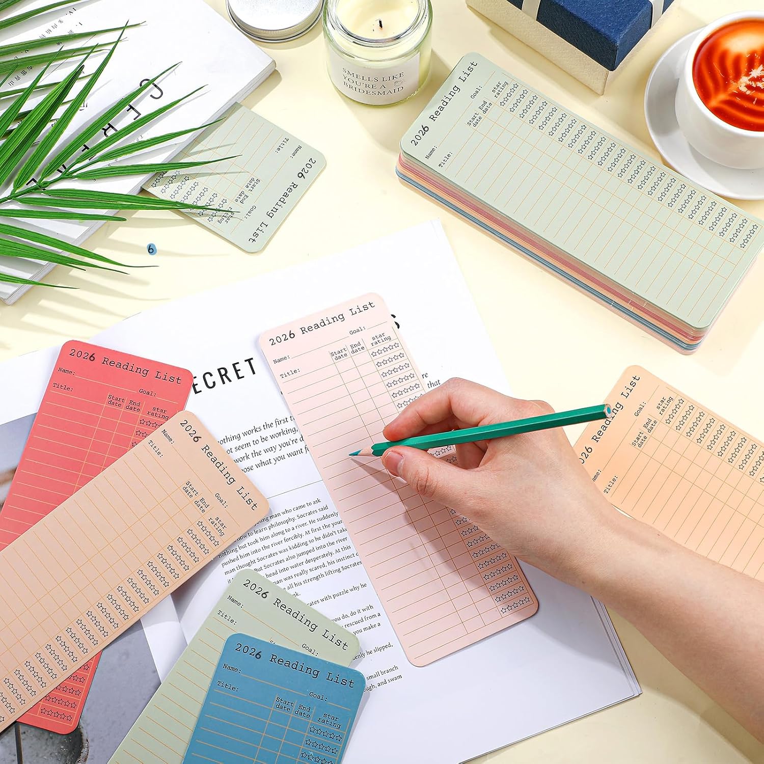 60 Pcs 2026 Reading Log Bookmark 3 x 7.9 Inch Reading List Bookmark Book Lovers Gifts Macaron Color Library Book Tracker Notecards for Teachers Students School Library Accessories - Image 5