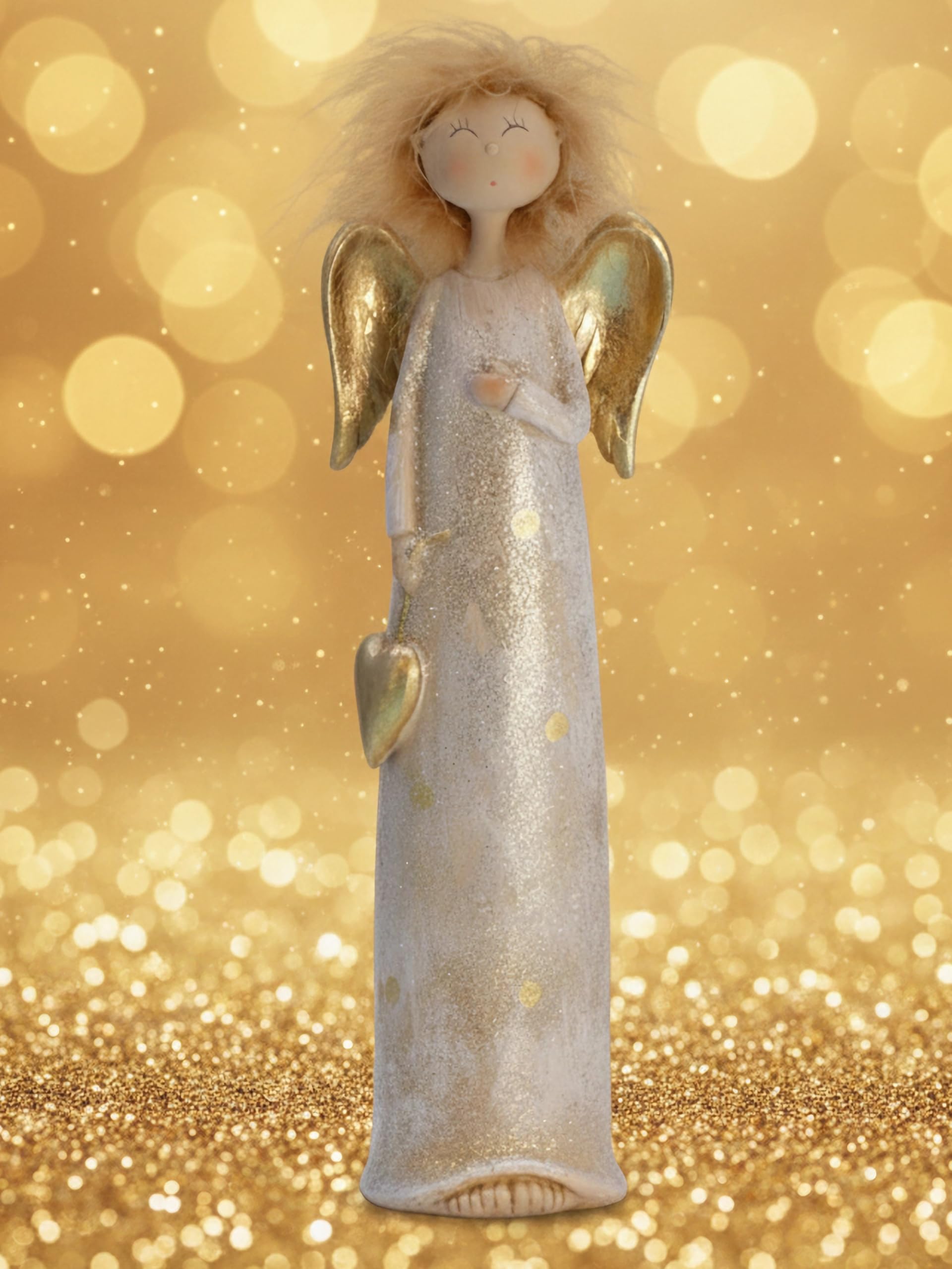 Pommerntraum ® | verrückter Engel Weihnachtsengel Schutzengel Guardian Angel Weihnachtsfigur Dekorationsfigur Schreibtischfigur NORMAL KANN JEDER (mit Herzchen)