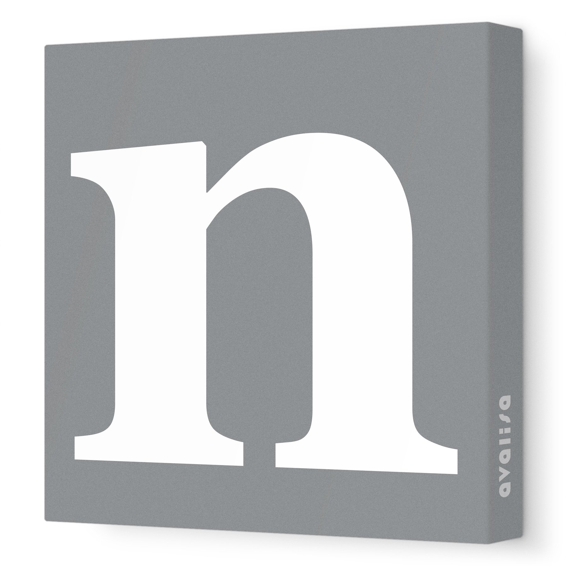 Avalisa Stretched Canvas Lower Letter N Nursery Wall Art, Grey, 18" x 18"