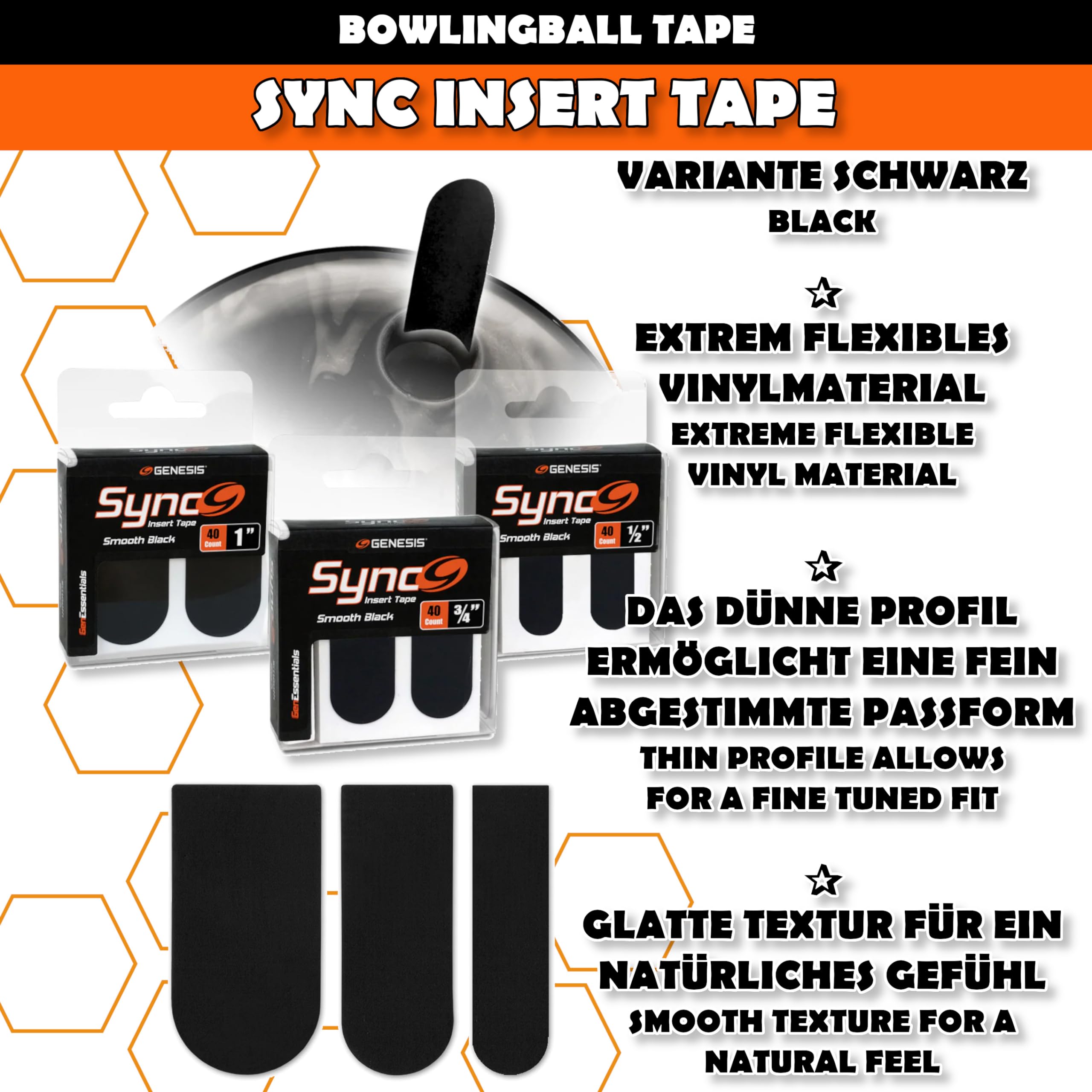 EMAX Genesis Bande d'insert de synchronisation pour pouce dans la balle de bowling Accessoire de bowling