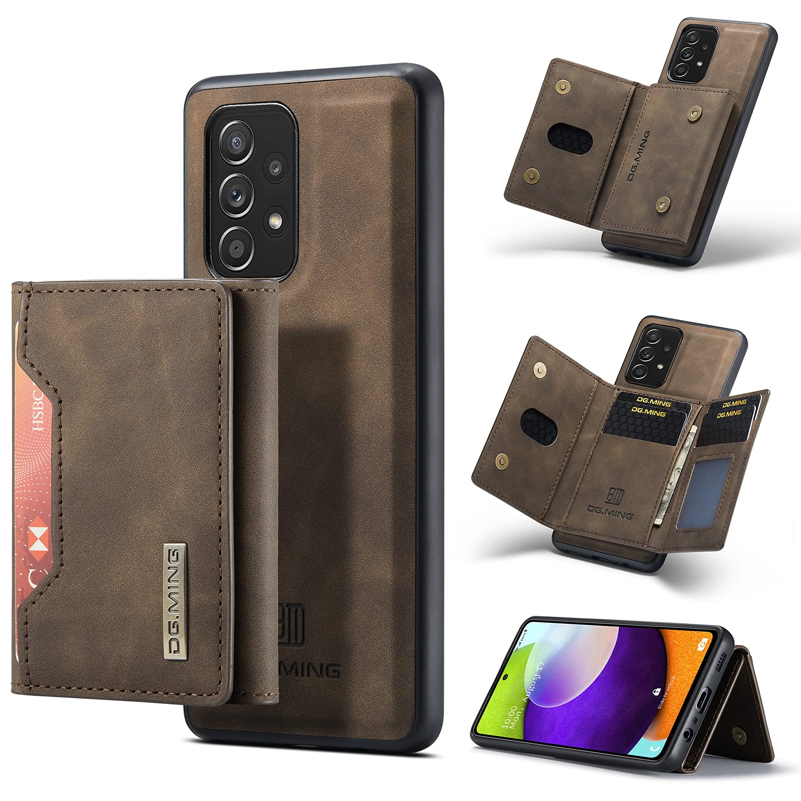 ZORSOME for Samsung Galaxy A52 5G Wallet Case, 2 in 1 Detachable Leather Wallet Case for Samsung Galaxy A52 5G,Magnetic Wallet Protective Case with Stand + Card Holder,Coffee