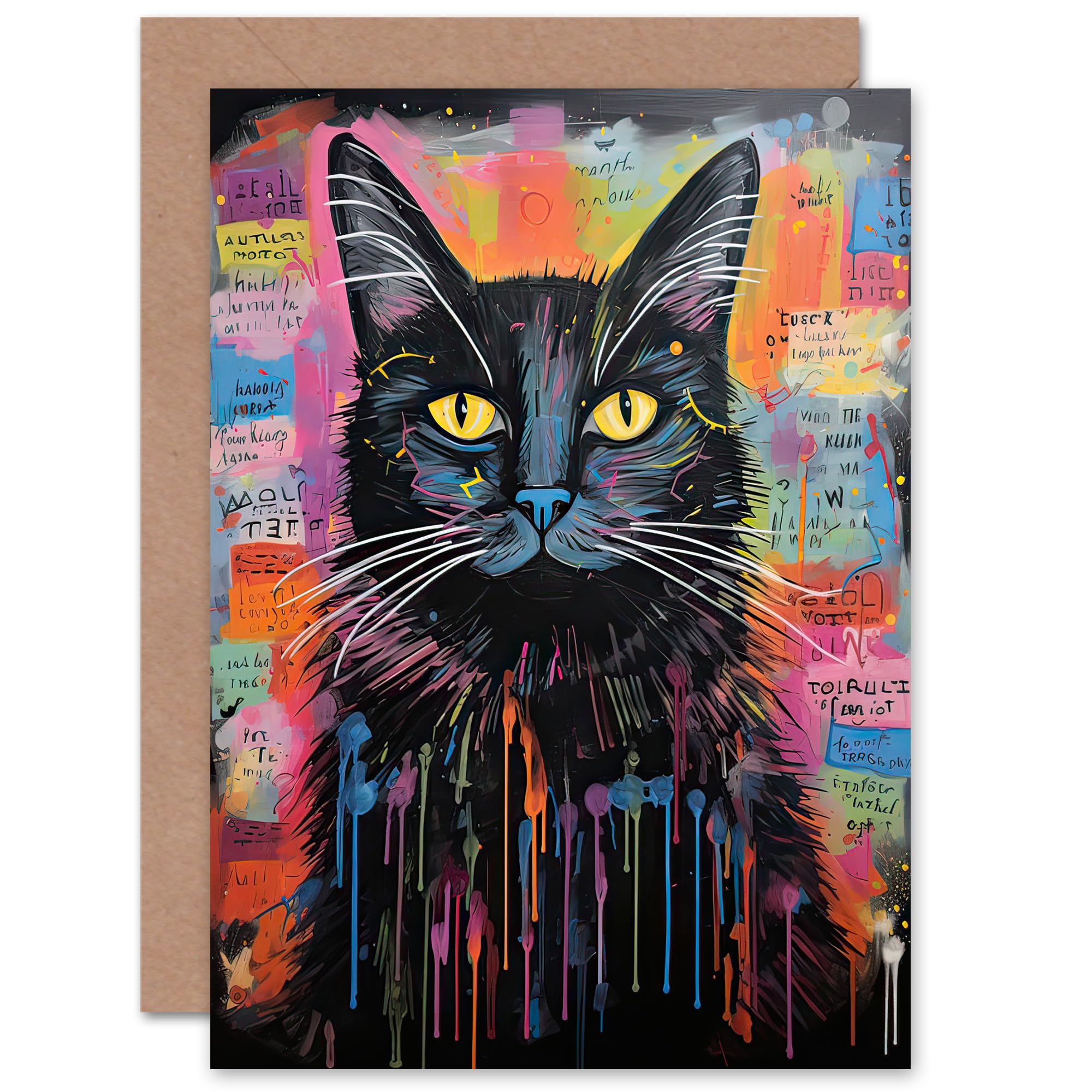 Artery8 My Cat is My Therapist Notes Puss for Him or Her Man Woman Birthday Thank You Congratulations Blank Art Greeting Card