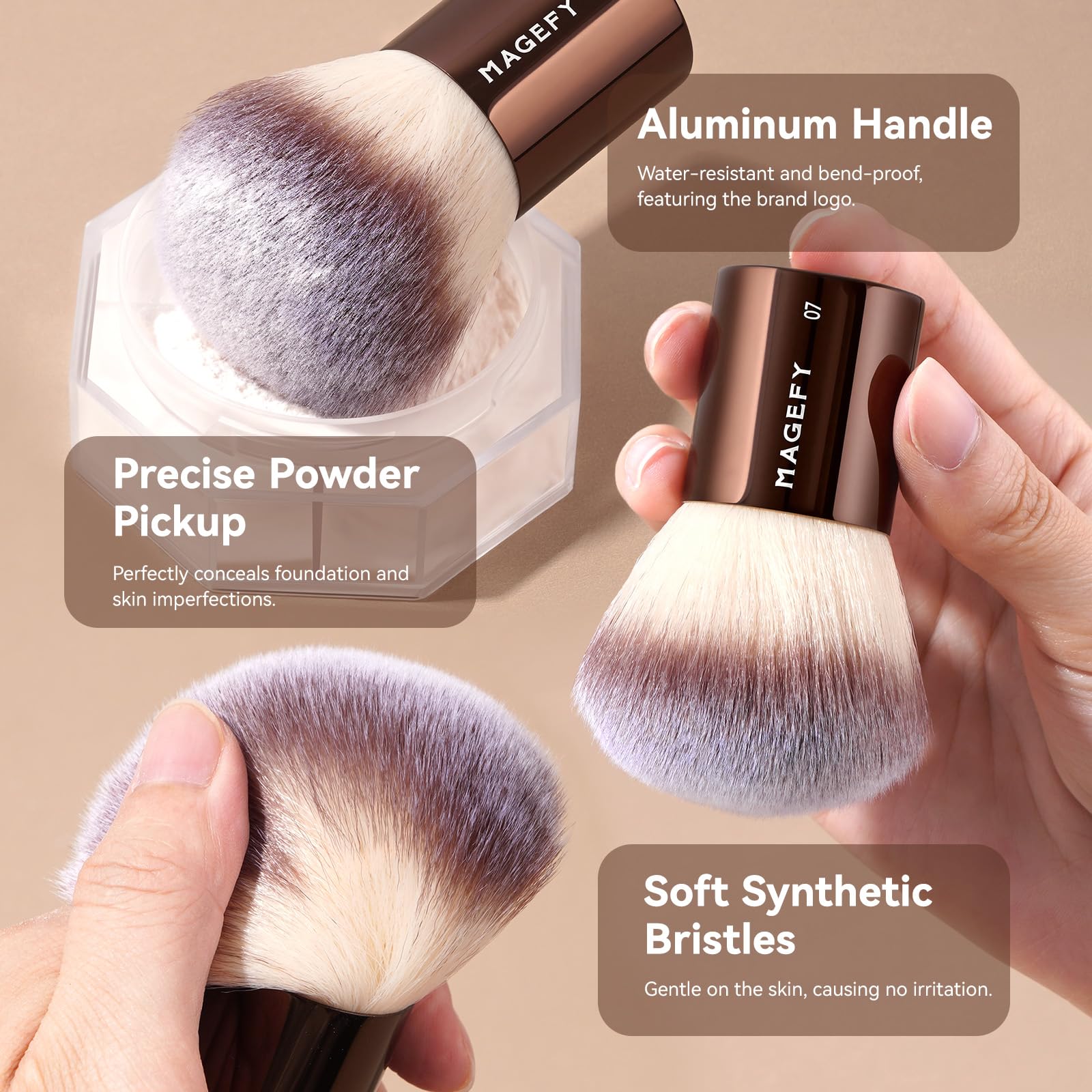 Pennelli da trucco MAGEFY Set di pennelli da trucco professionali per cipria, correttori, ombretti, sopracciglia, conteggio sopracciglia, fard