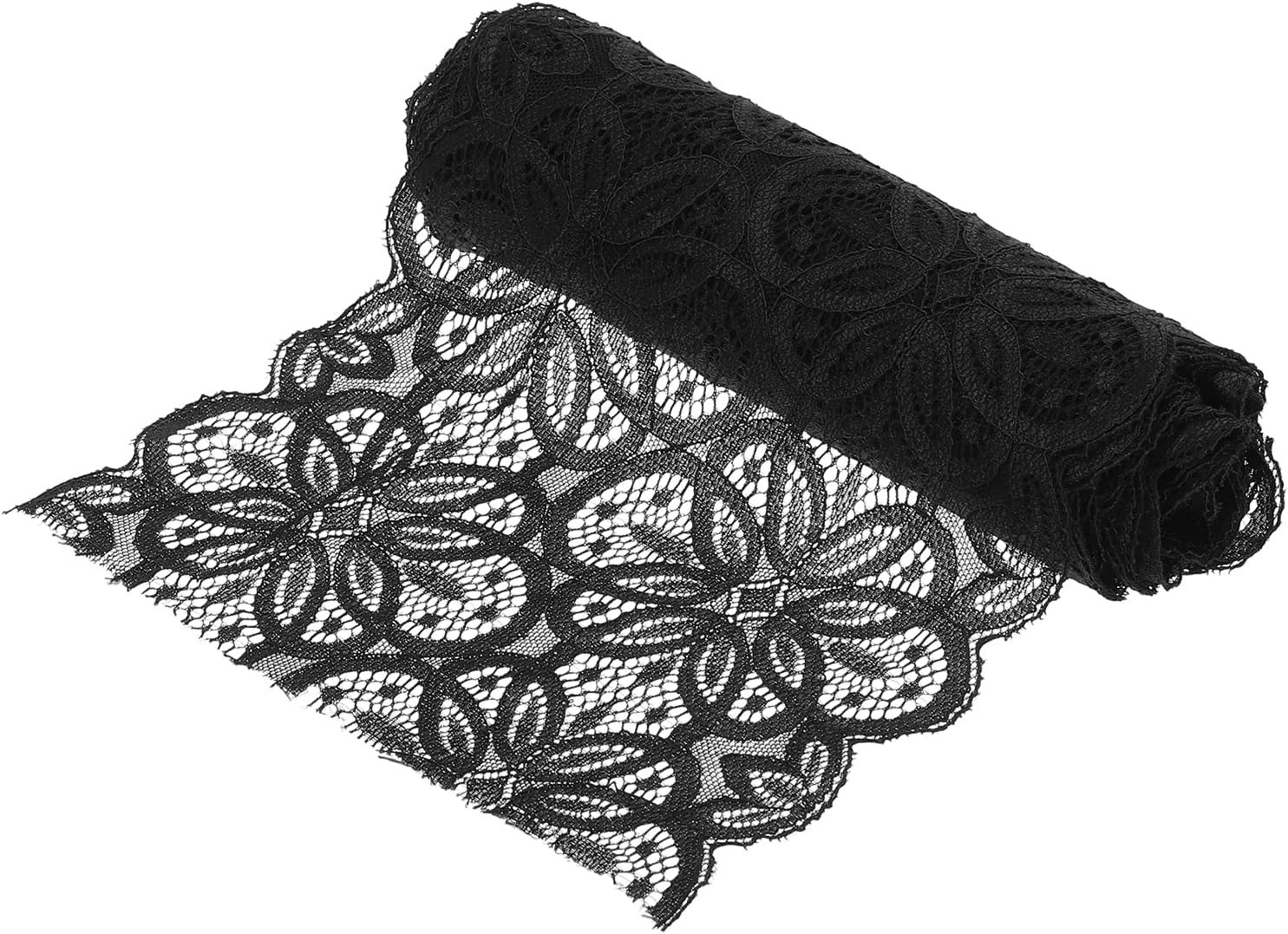 MECCANIXITY Lace Ribbon 10 Yards 7 Inch Lace Flower Trim for Craft Gift Wrappers Headbands Wedding Black