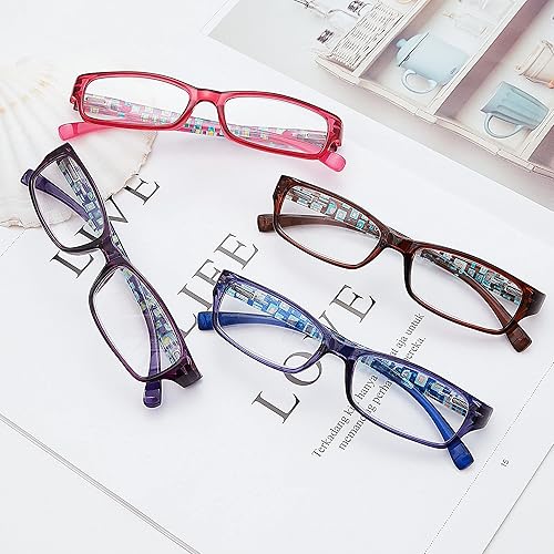 Miniatura 6 de Madison Avenue Paquete de 4 lentes de lectura multicolor con bloqueo de luz azul para mujer, bisagra de resorte