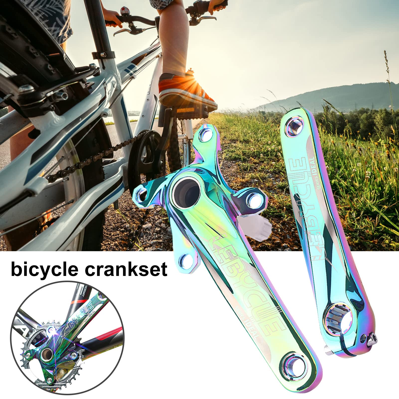 Zestaw korbowy do roweru wyścigowego, zestaw korbowy Fixed-Gear, wąskie, szerokie zęby, kwadratowy, stożkowy zestaw korbowy - zamiennik tarczy łańcuchowej do rowerów składanych | szerokie zęby, kwadratowy, stożkowy zestaw korbowy - zamiennik tarczy łańcuc