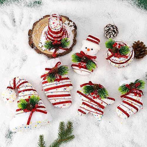 Miniatura 5 de LANGXUN 12 piezas Candy Land 2025 Adornos colgantes para Navidad, cumpleaños, fiesta, suministros de boda, bastón de caramelo colgante para árbol de