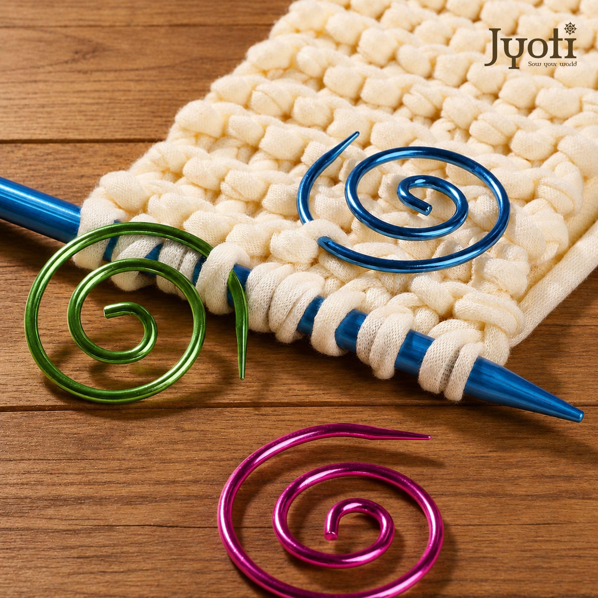 Jyoti Stitch Holder Spiral Aluminium for Knitting & Crochet (3 Pieces in a Pouch), Cable Needle Holder Set, Lightweight Knitting Accessory for Yarn Craft & DIY Projects, Multicolor - Pack of 1 Pouch 1