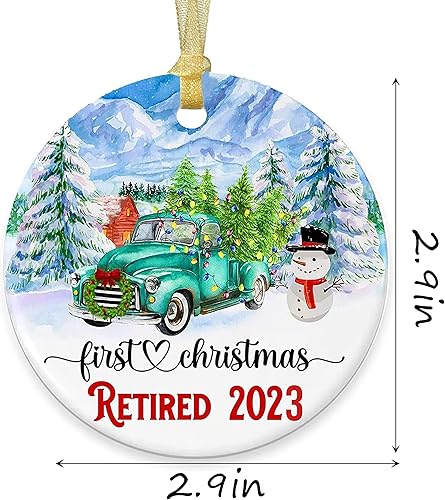 Miniatura 3 de Adornos de Navidad 2023, decoraciones de árbol de Navidad, adorno de cerámica de Navidad impreso de dos lados, regalos de jubilación para mujeres,