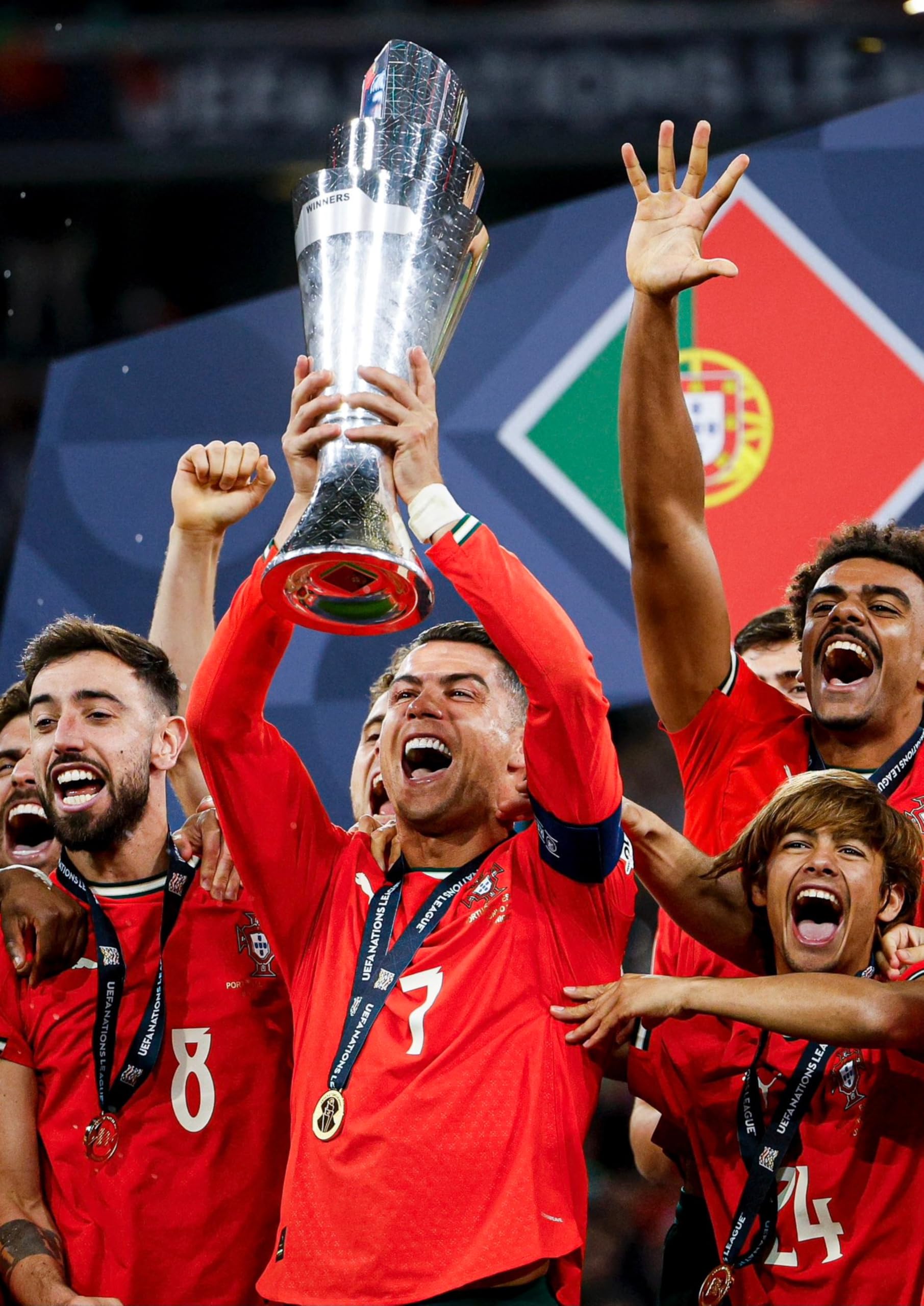 OM AND OME Cristiano Ronaldo Portugal Champions Poster – Nations League Victory Wall Art – Football Icon Print – Soccer Legend & Portugal Team Celebration Decor (Unframed, A3 Size) : Amazon.in: Home & Kitchen