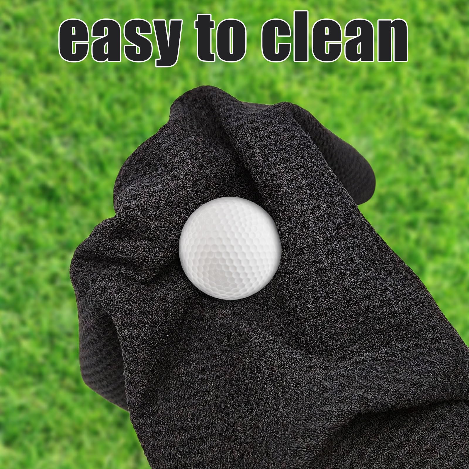 Asciugamano da Golf in Microfibra per Pulizia con Clip, Molto Assorbente, Nero