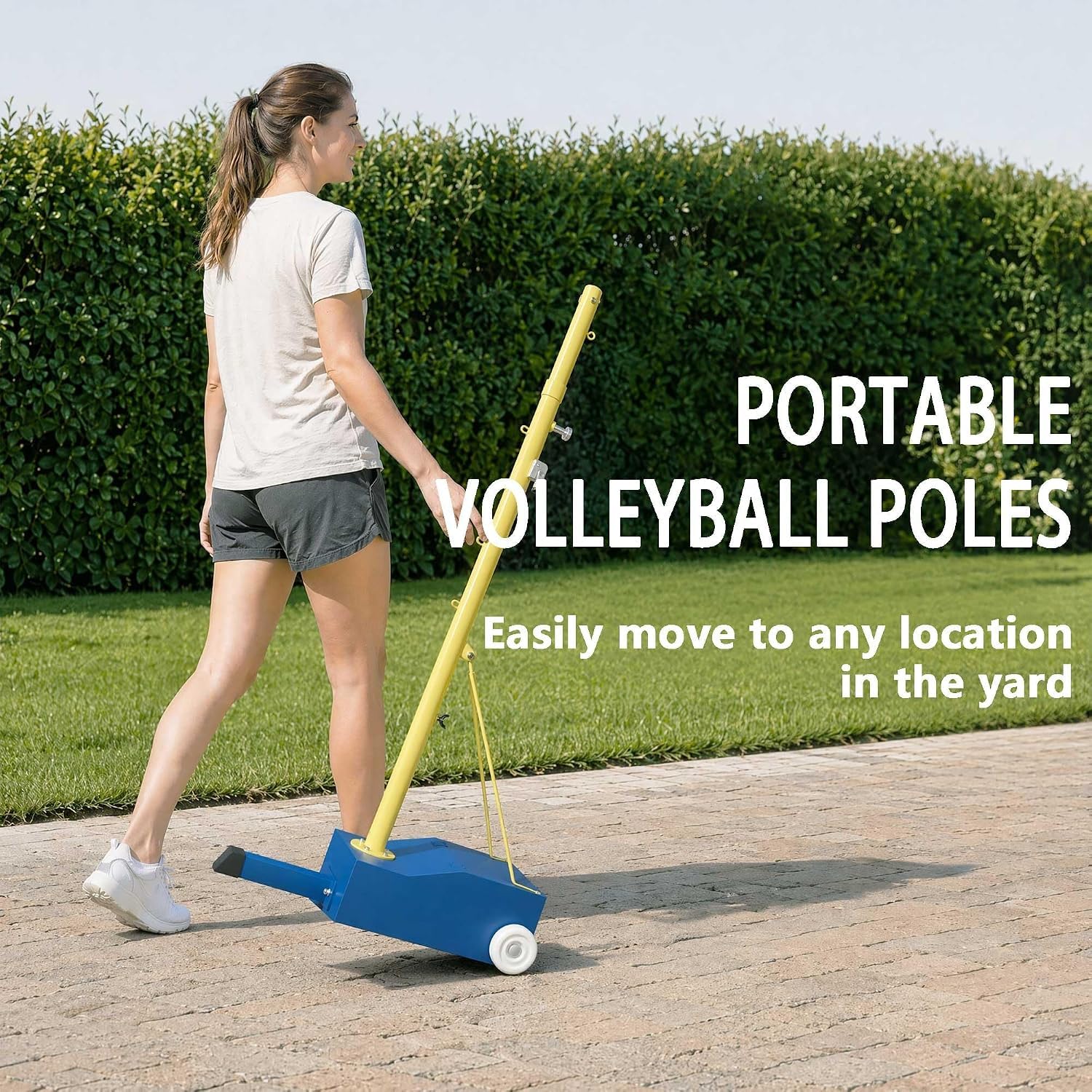 Rete da pallavolo con aste regolabili, portatile, con ruote