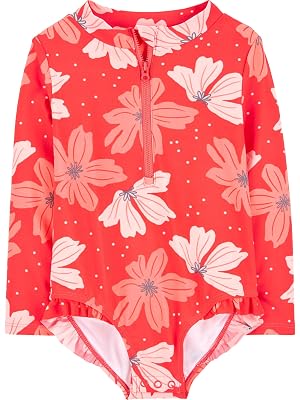 Simple Joys by Carters Baby Girls Long Sleeve Zipper One Piece Swimsuit