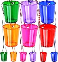 Vista 1 de Iconikal Paquete de 12 vasos de chupito en collar de cuentas, colores surtidos, plástico duradero de 2 onzas, vasos de chupito, portón trasero y más