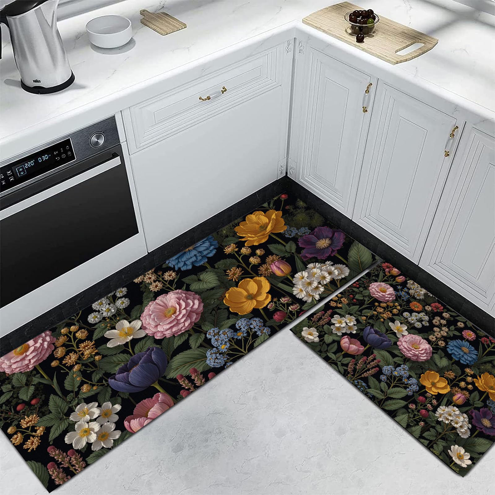 Tapis de cuisine antidérapant et lavable en machine, lot de 2 tapis