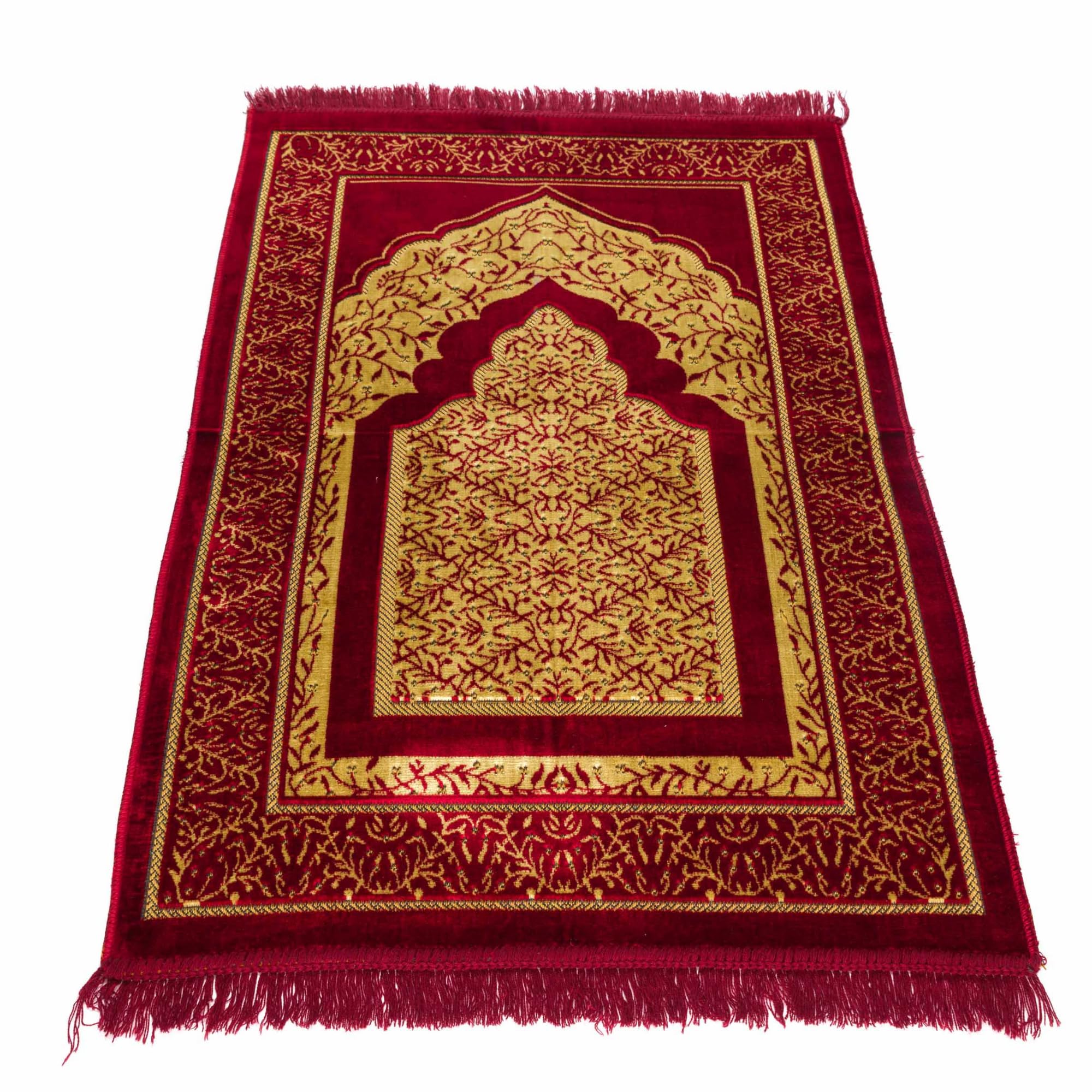 Tapis De Prière Islamique En Velours - Motif Mosquée Fleurie - 3 Couleurs Disponibles (neuf)