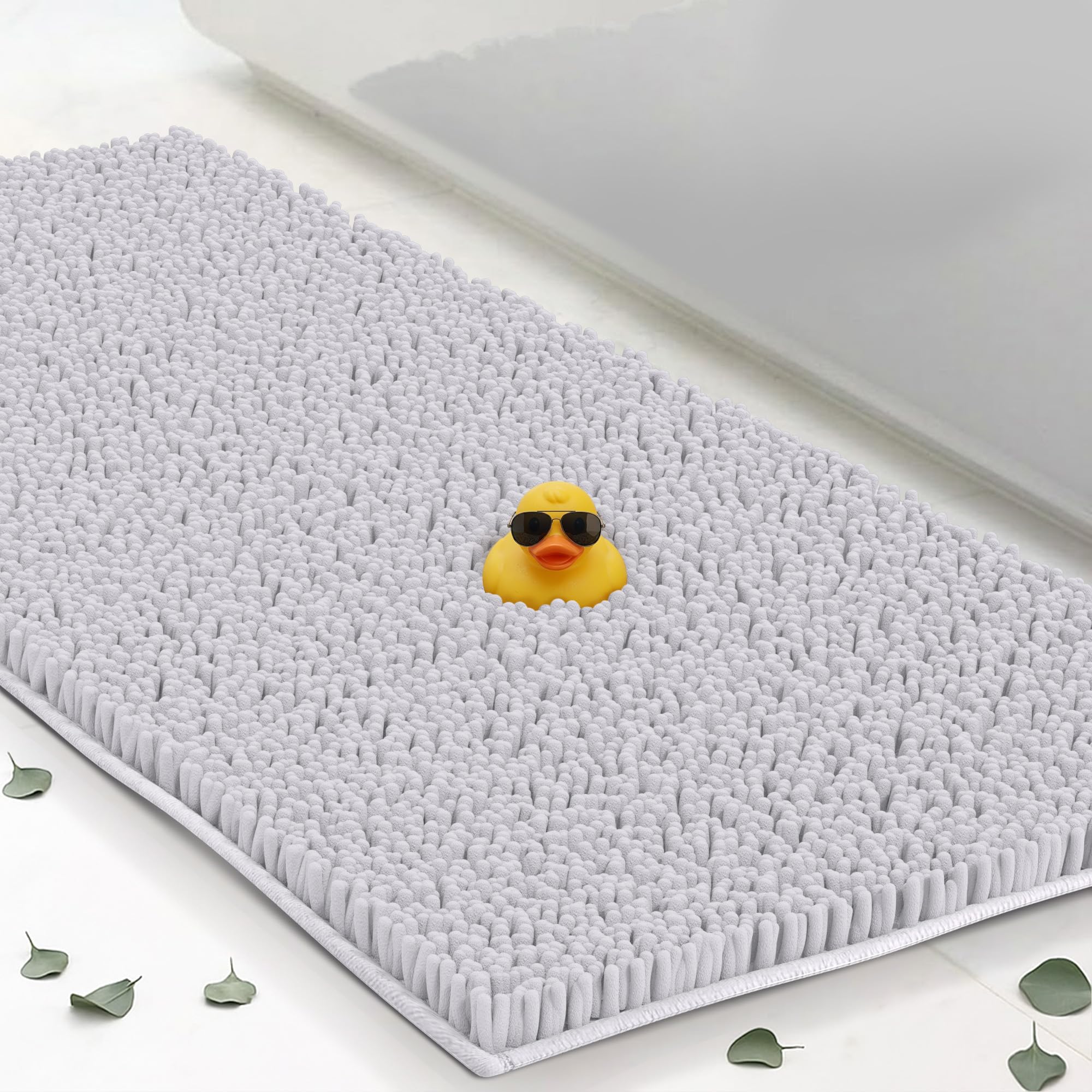 Photo 1 of Chenille Bath Mats, Plush Absorbent Bath Mats Quick Dry, Soft & Machine Washable, Non Slip Carpet For Bathroom, Thick Bathroom Rugs, Shower Restroom Rug Mat, Alfombras De Baño, Bathrugs Matts, 61"x31"