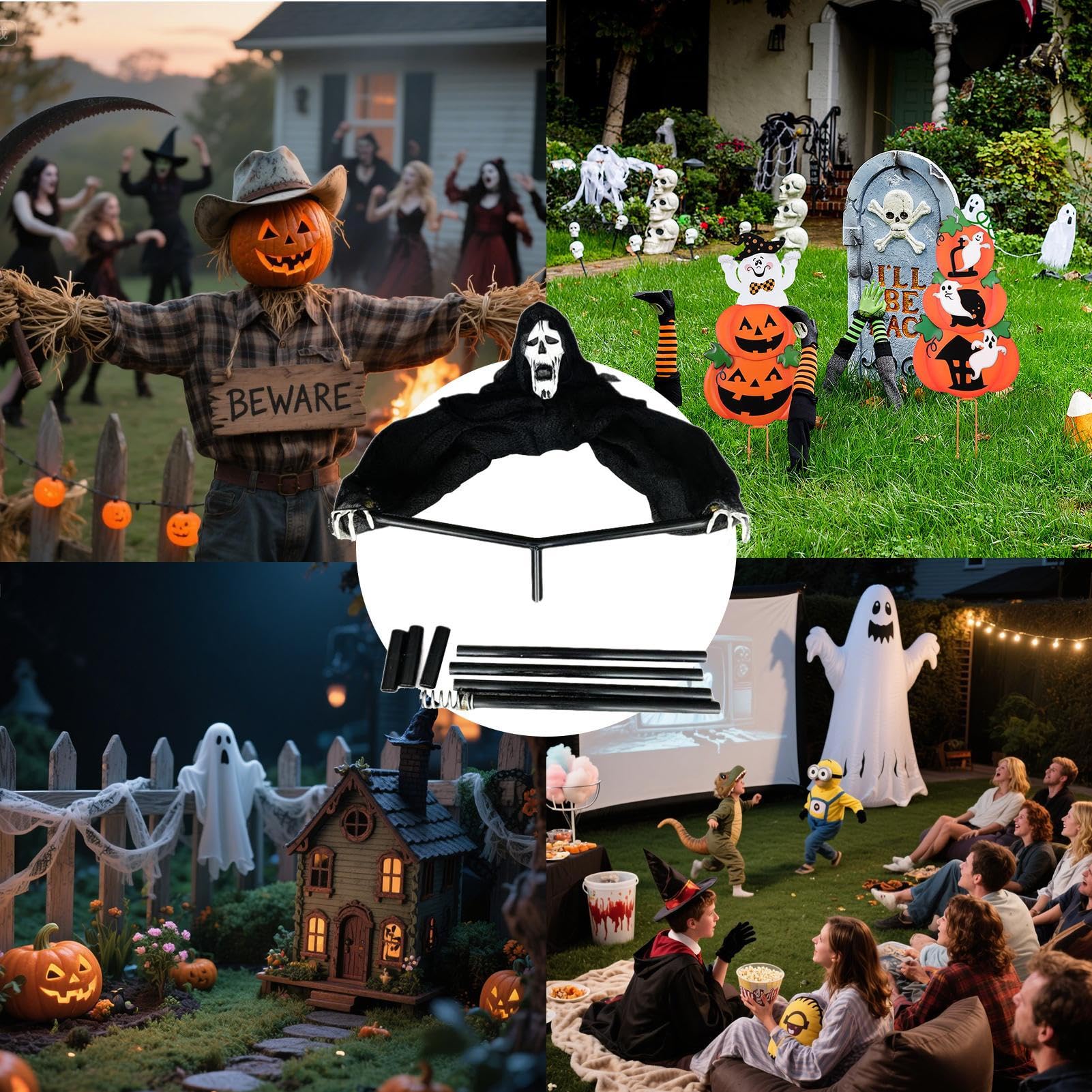 Zewnętrzne Dekoracje Halloween Zewnętrzna Dekoracja Stracha Na Wróble | Odporna na Warunki Atmosferyczne Ozdoby do Scen Horroru dla Cmentarza Ogrodu Podwórka i Nawiedzonego Domu