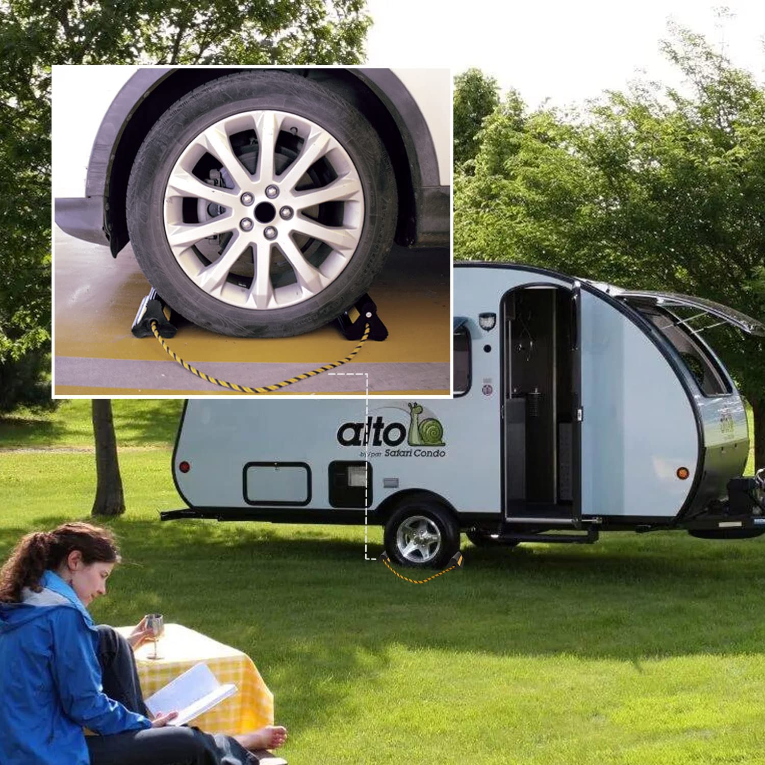 Vacallity Wheel Chocks for Travel Trailers Sturdiness Heavy Duty Solid Rubber Camper Trailer RV Wheel Chock Blocks Aircraft — view 6