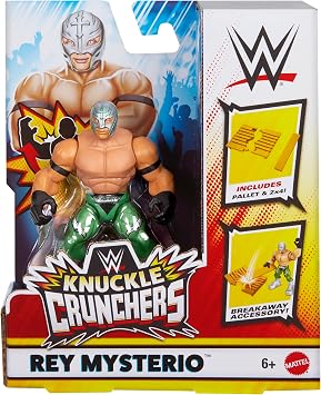 WWE Rey Mysterio Green Knuckle Crunchers 6 Toy Wrestling Action Figure