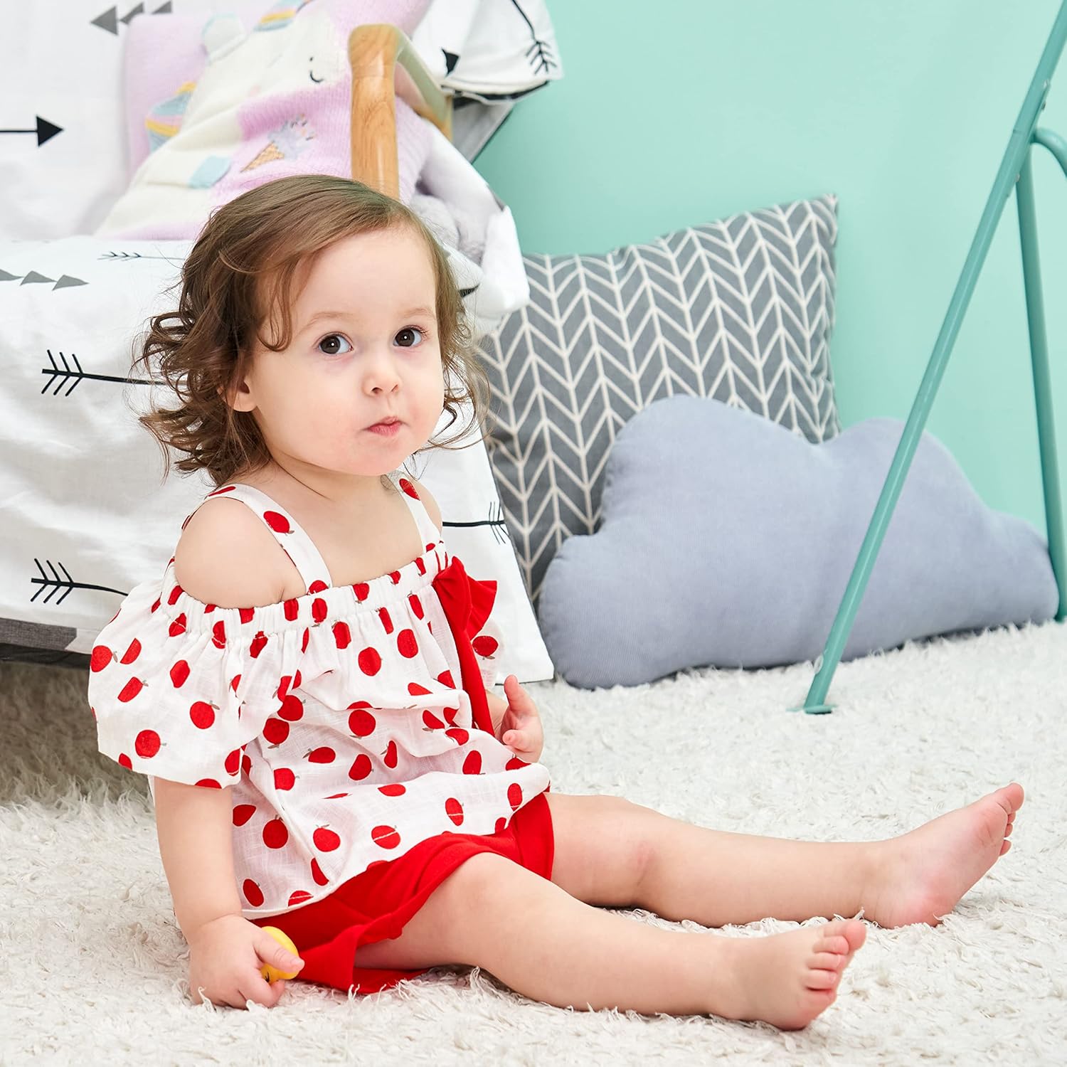 Hipea Toddler Baby Girls Summer Clothes Outfits Ruffle Camisole Spot Dot Tops and Casual Shorts Newborn Girl Clothing - Image 2