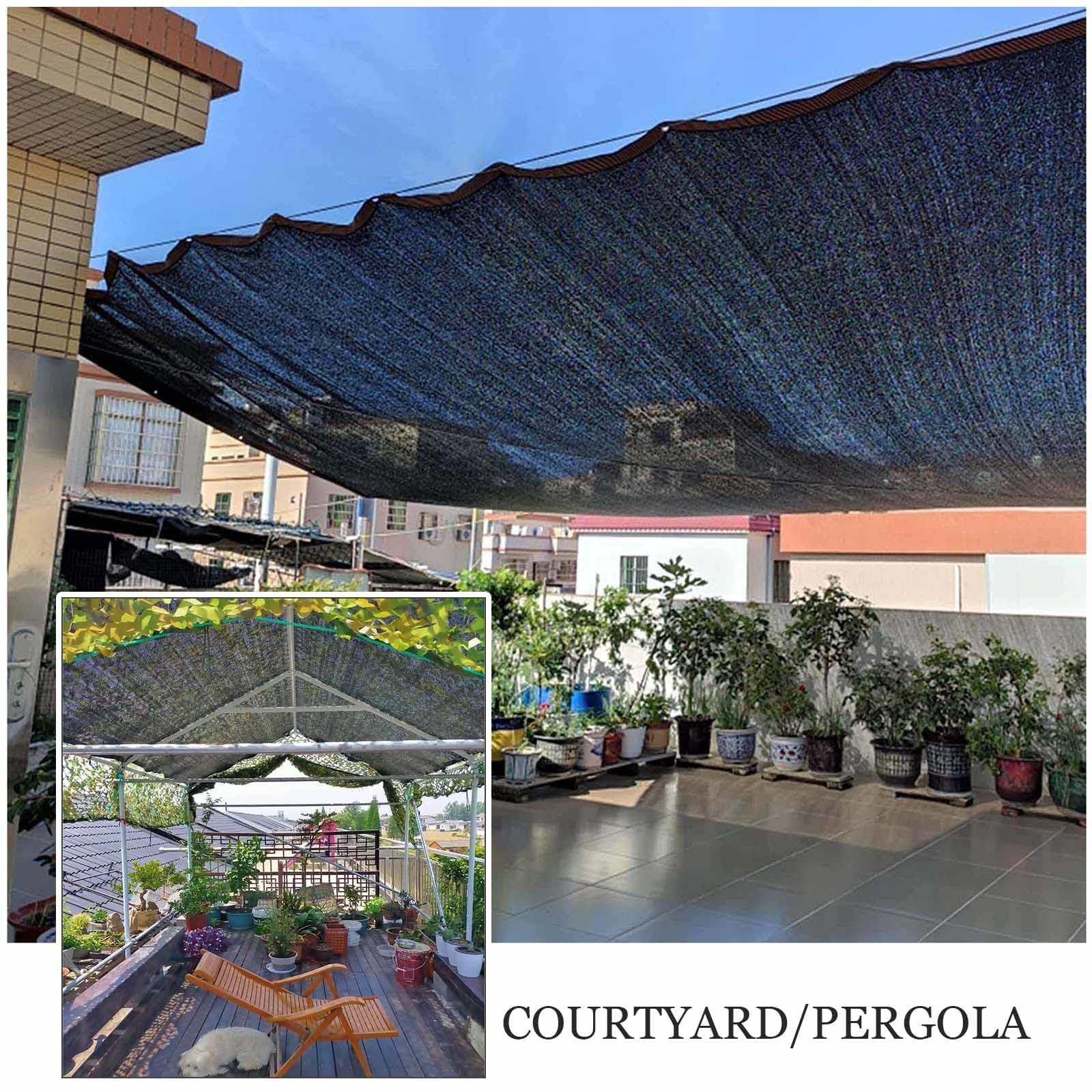 Red de exterior resistente a los rayos UV para invernaderos y patios, 60 % de bloqueador solar, 2 x 10 m, tela de malla negra, perfecta para protección de plantas y sombra de jardín