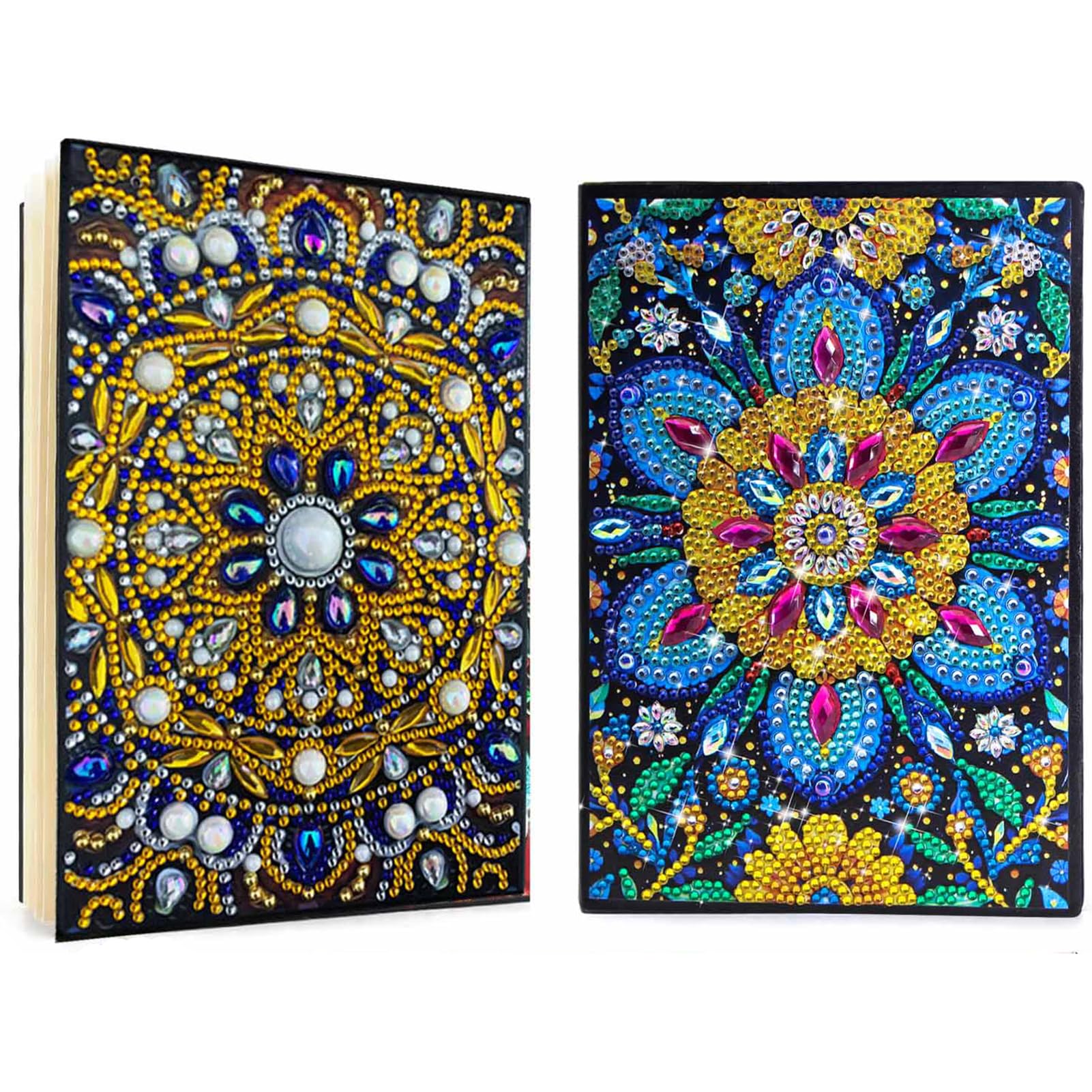 JATOK 2 Pack Diamond Painting Notebooks for Girls, A5 Blank Journals with Gem Art Craft Kits, Mandala Diary and Sketchbook, Birthday Gift for Ages 8–12