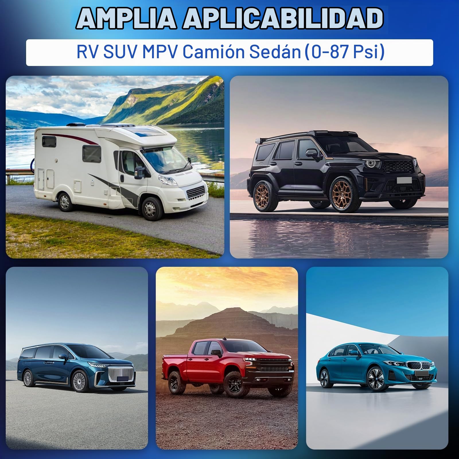 0-3.5Bar Sistema de Monitoreo de Presión de Neumáticos TPMS Solar Inalámbrico y Carga USB, 5 Modos de Alarma 4Sensor Externo de Presión de Neumáticos，para Auto SUV Camionetas