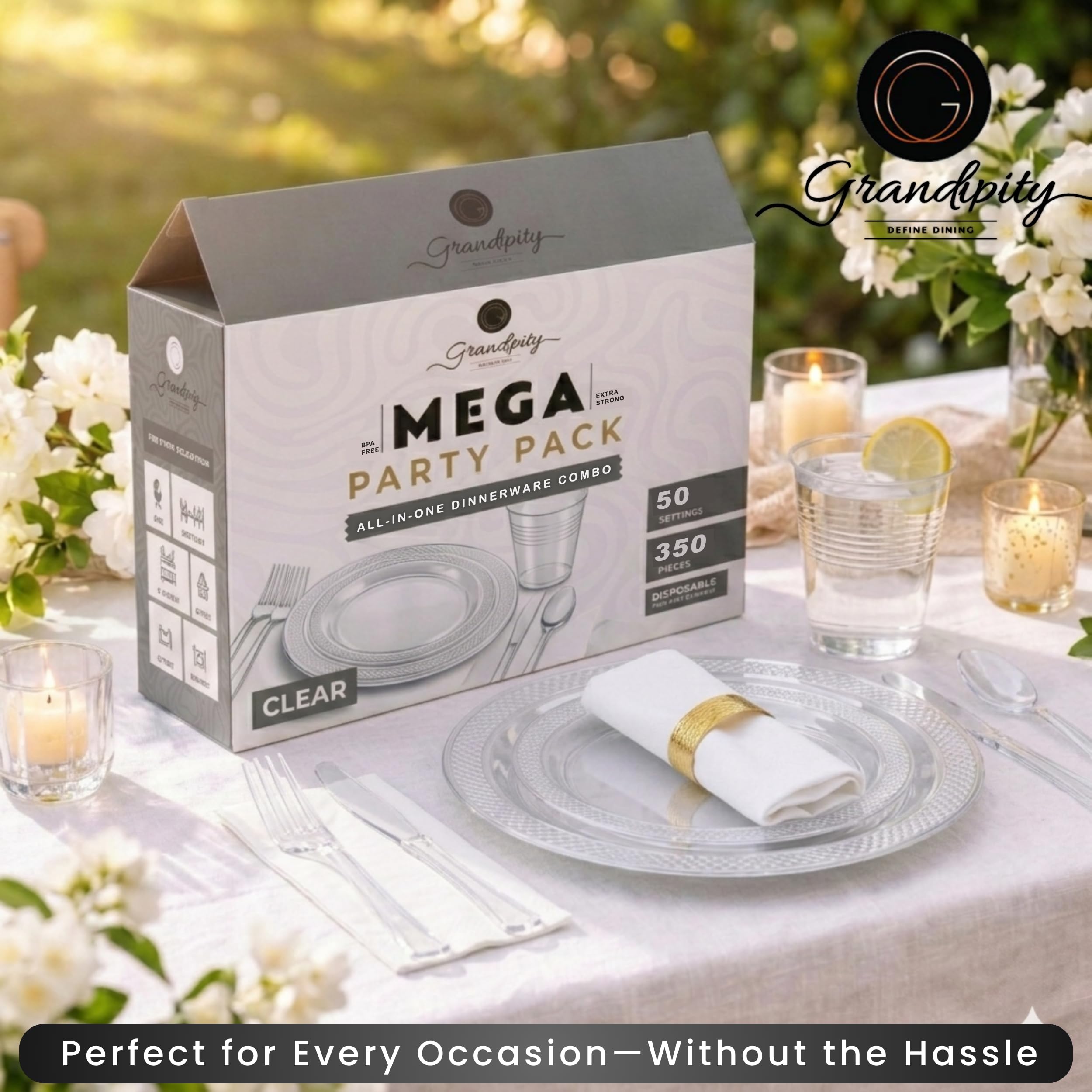 Grandipity Disposable Dinnerware Sets - 350 Piece -4