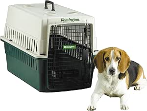 Remington Plastic Kennel, Medium, 26-Inch L by 17-Inch W by 18-Inch H, Beige/Green
