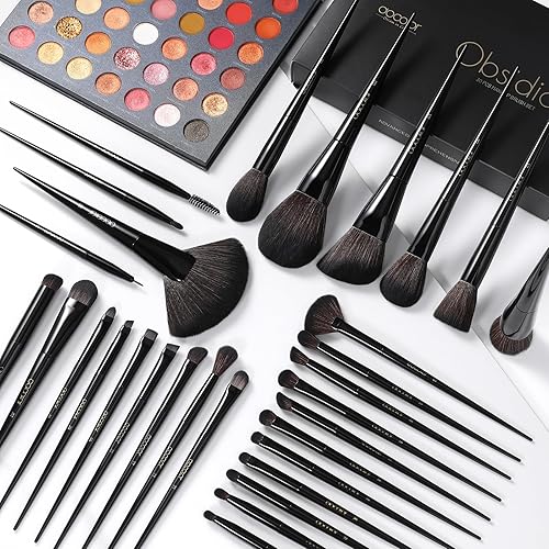 Miniatura 5 de Docolor Juego de 30 brochas de maquillaje profesionales de obsidiana para maquillaje en polvo sintético de primera calidad, base Kabuki, contorno de