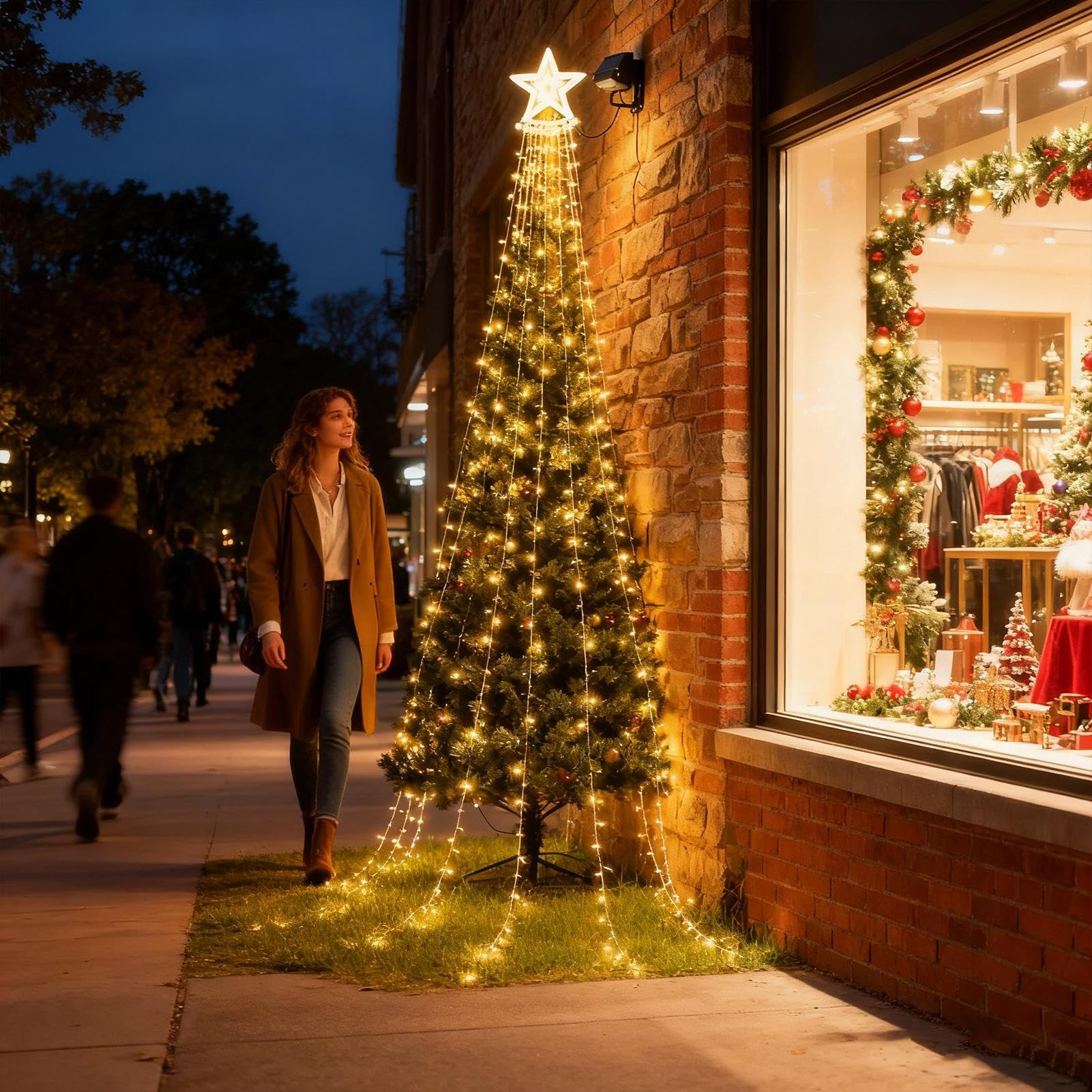 Genérico Luces Navideñas Solares Iluminación Ambiental Estrella Multimodo | Decoración de Exterior con Energía Solar Para Decorar Jardín Césped Sendero Patio Porche Salón Y