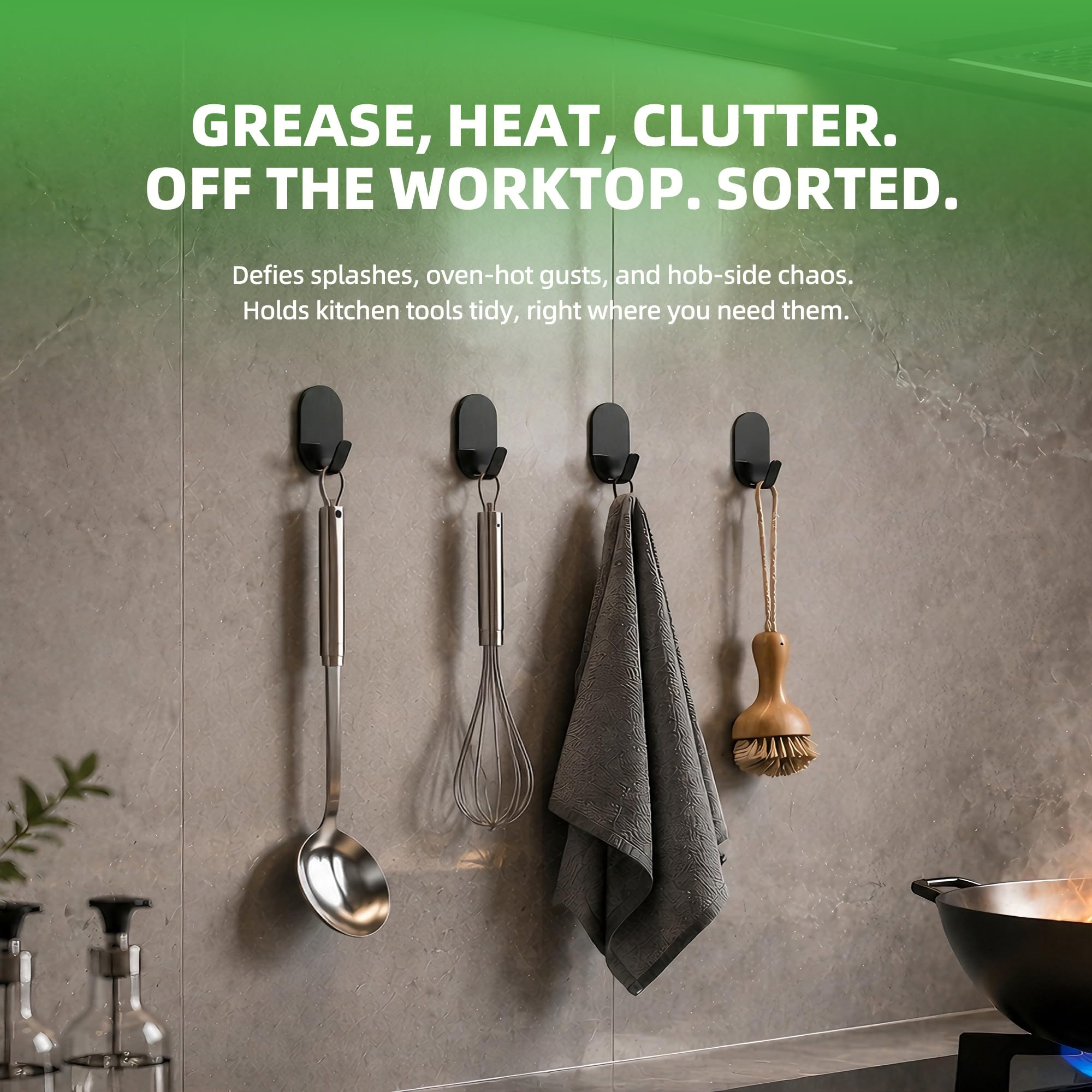 Ganchos autoadhesivos de pared sin clavos, pack de 10, resistentes para baño y cocina