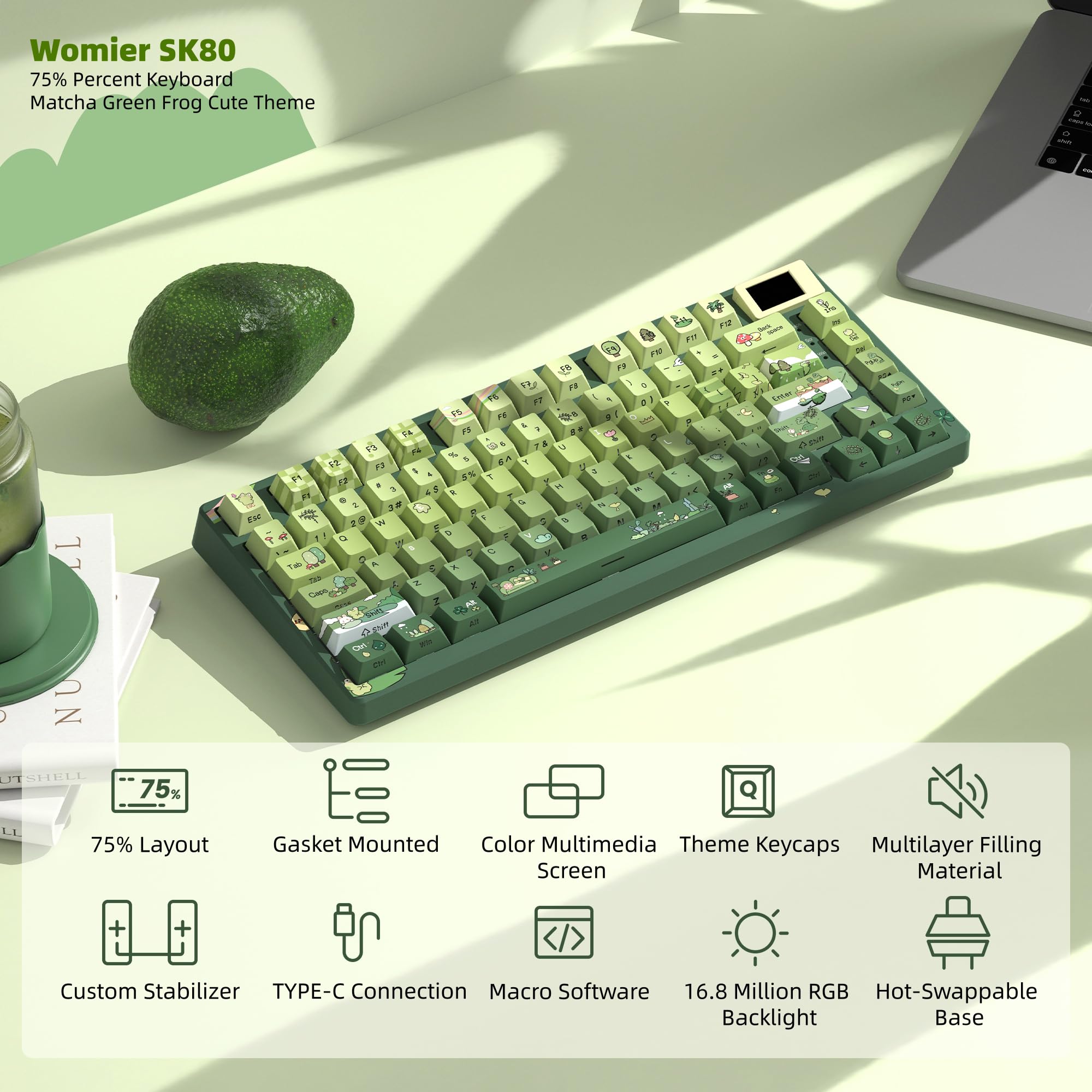 Amazon.com: Womier SK80 75% Keyboard with Color Multimedia Display