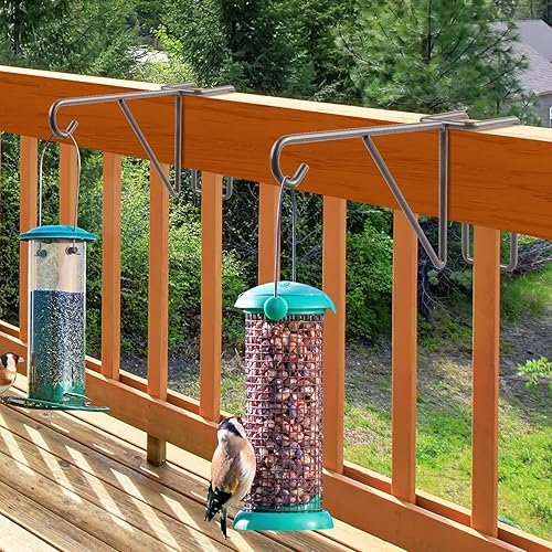 Miniatura 6 de Gicare Paquete de 4 ganchos de vinilo para cerca, resistentes y duraderos para exteriores, ganchos para colgar plantas, cestas de flores, comederos